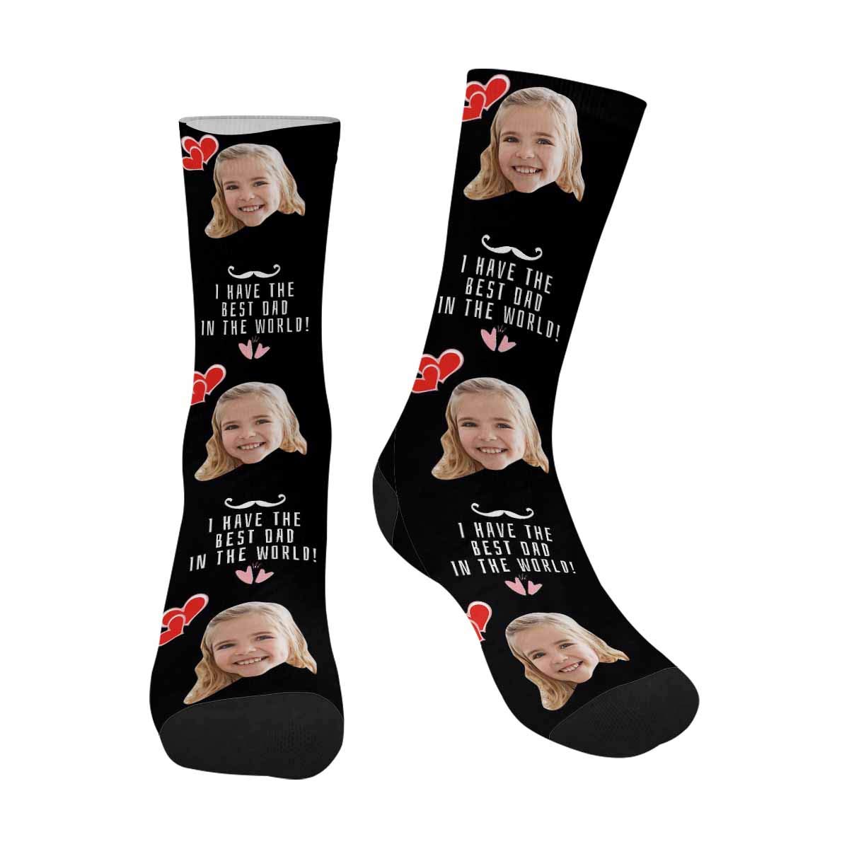 Custom Photo Socks for Men & Women - Personalized Dad Face Crew Socks - Perfect Father's Day Gift for Dad - Great for Family Gifts, Birthday Presents & Holiday Celebrations