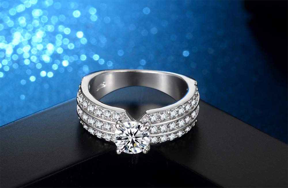 Elegant Princess Cut CZ Halo Engagement Ring - 925 Sterling Silver Cubic Zirconia Wedding Band, Anniversary Promise Ring (Size 6-10) for Bridal, Proposal & Special Occasions
