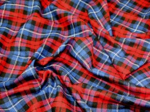 Minerva Crafts Clan Tartan Polyester & Wool Blend Check Dress Fabric Maclachlin - per Yard | Premium Scottish Tartan Fabric for Kilts, Dresses & Home Decor