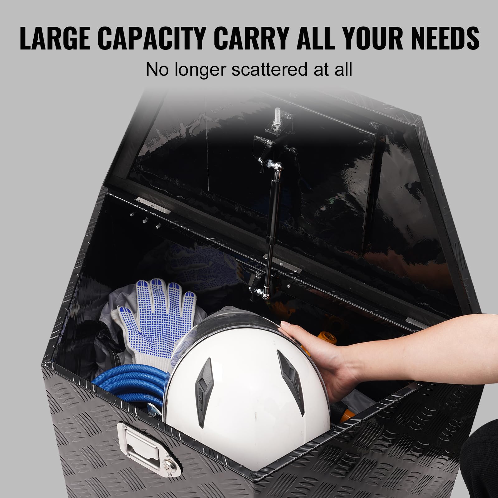 VEVOR Aluminum Alloy Diamond Plate Trailer Tongue Tool Chest - Heavy Duty Lockable Storage Box for Pickup Trucks, RVs & Trailers (29