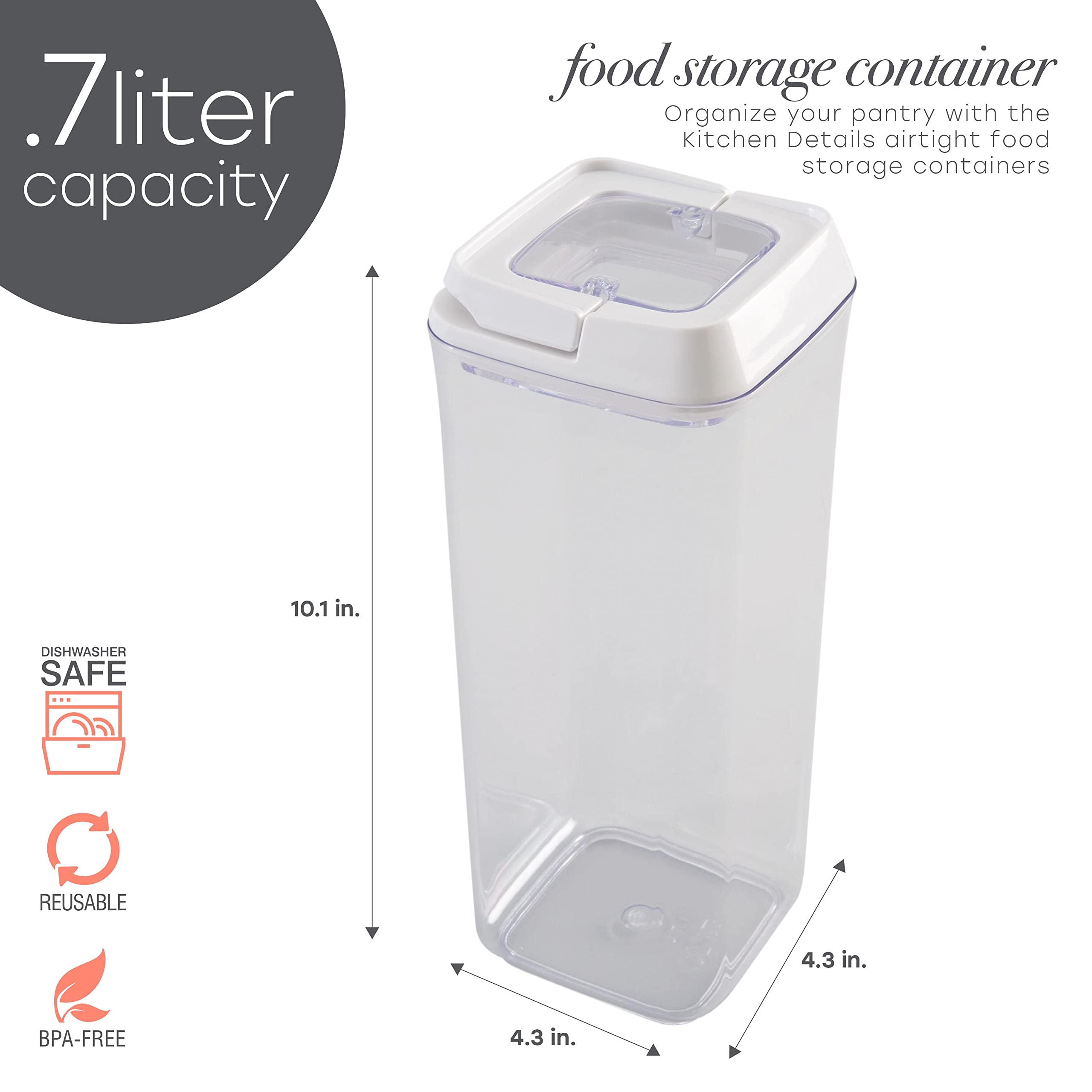 1.75L Airtight Stackable Food Storage Containers with Leakproof Lid - BPA Free Plastic Kitchen Organizers for Snacks, Pantry & Fridge - Keep Food Fresh Longer - Ideal for Meal Prep, Leftovers & Bulk Food Storage