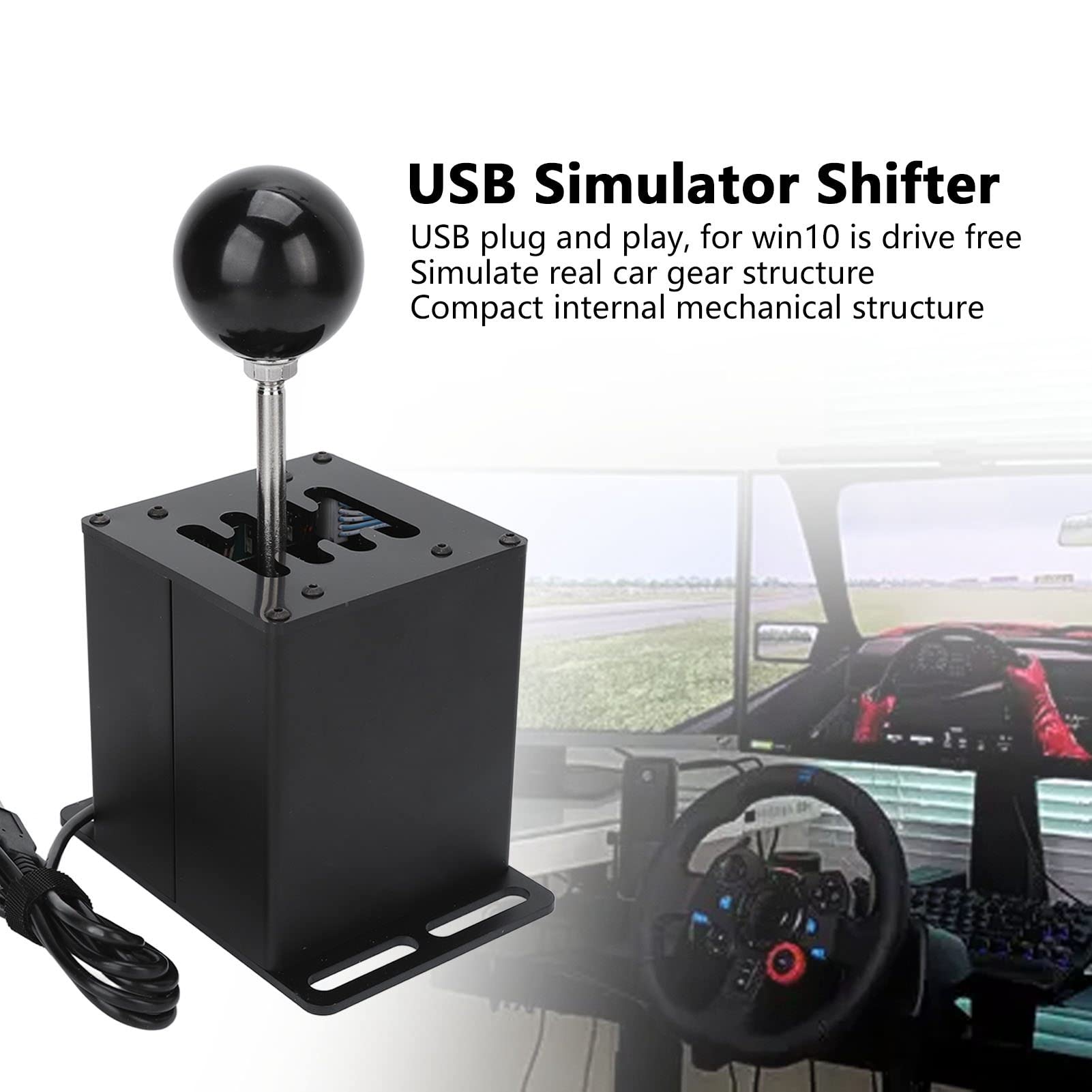 Zunate USB Simulator Shifter for ATS ETS2 WRC Sim Racing Games - 7+R PC Gear Shifter Compatible with Logitech G29 G27 G25 G920 & Thrustmaster T300RS GT - Perfect for Truck, Rally & Drift Simulation Gaming