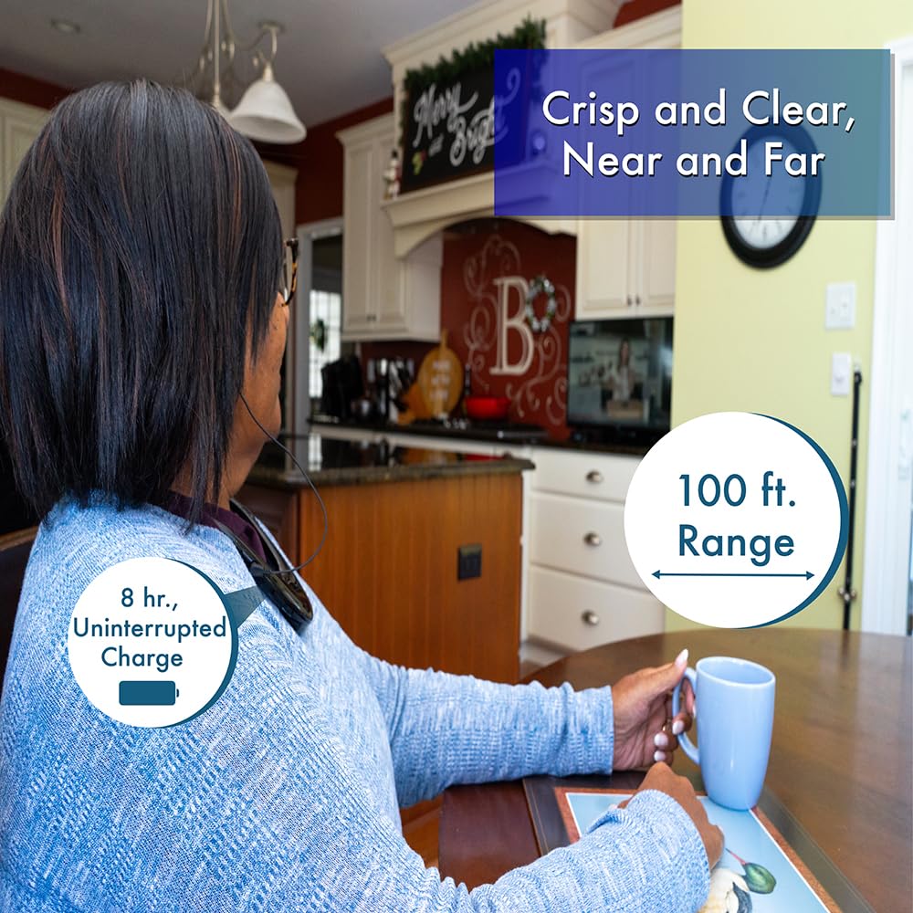 Wireless TV Headphones for Seniors - Comfortable Over-Ear TV Earbuds with Clear Audio & Smart RF Technology (100ft Range) - Perfect for Watching TV, Movies & Hearing Assistance at Home