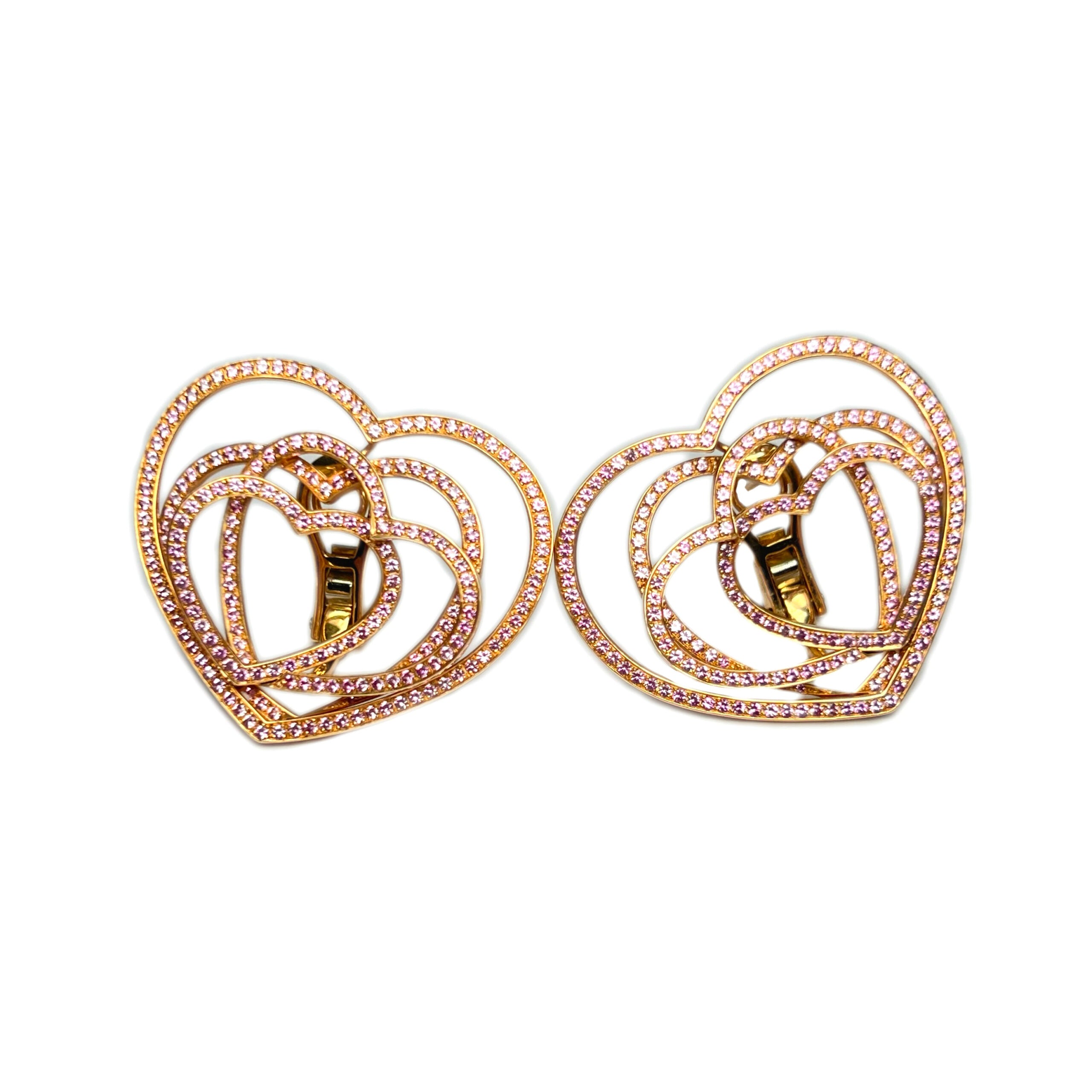 Chopard Cuorissimo Rose Gold Pink Sapphire Heart Stud Earrings for Women - Perfect for Valentine's Day Gifts, Anniversary Presents & Romantic Occasions