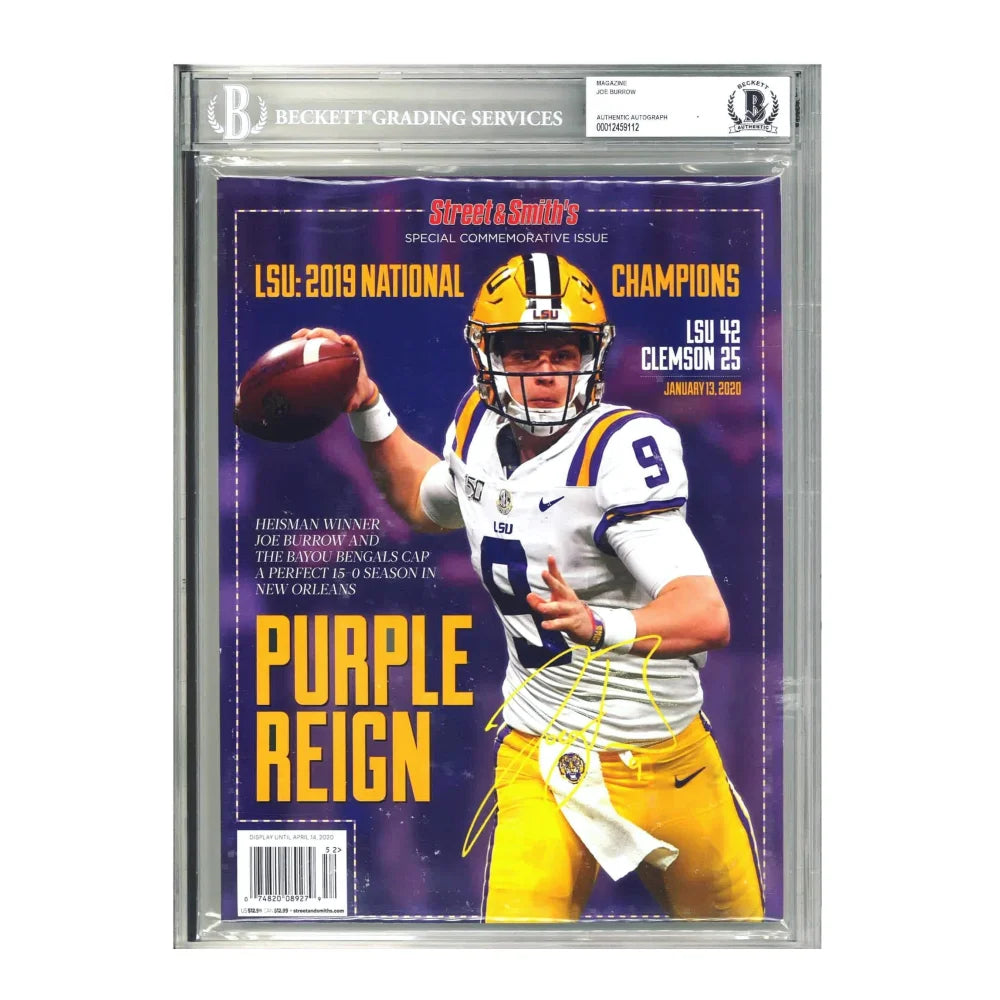 Joe Burrow Signed LSU Street & Smith's Magazine BAS Encapsulated Photo Autograph - Authentic Collectible for Football Fans & Memorabilia Enthusiasts - Perfect for Display in Home, Office, or Man Cave
