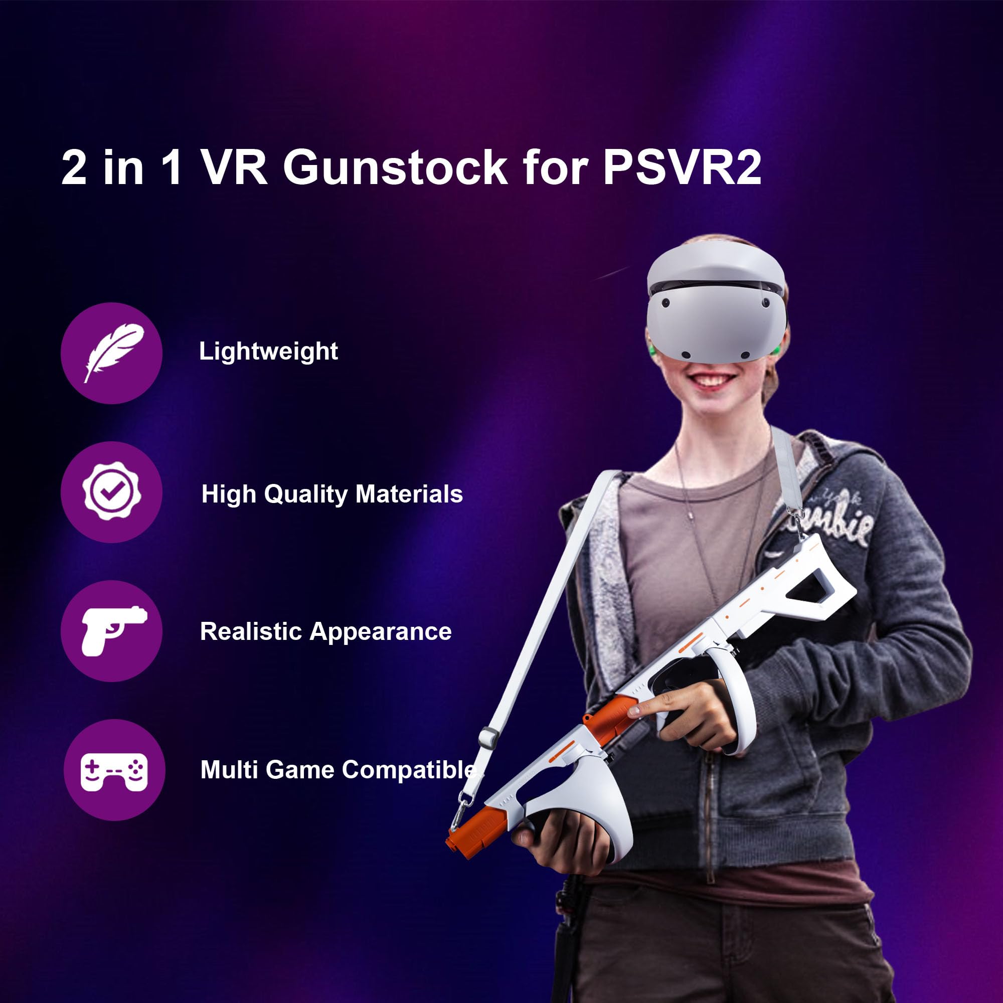 LICHIFIT Magnetic VR Gunstock for PSVR2 - Quick Release Rifle & Pistol Controller Holder Stand - Compatible with PlayStation VR2 Shooting Games - Perfect for FPS, Action & Immersive VR Gaming Experience