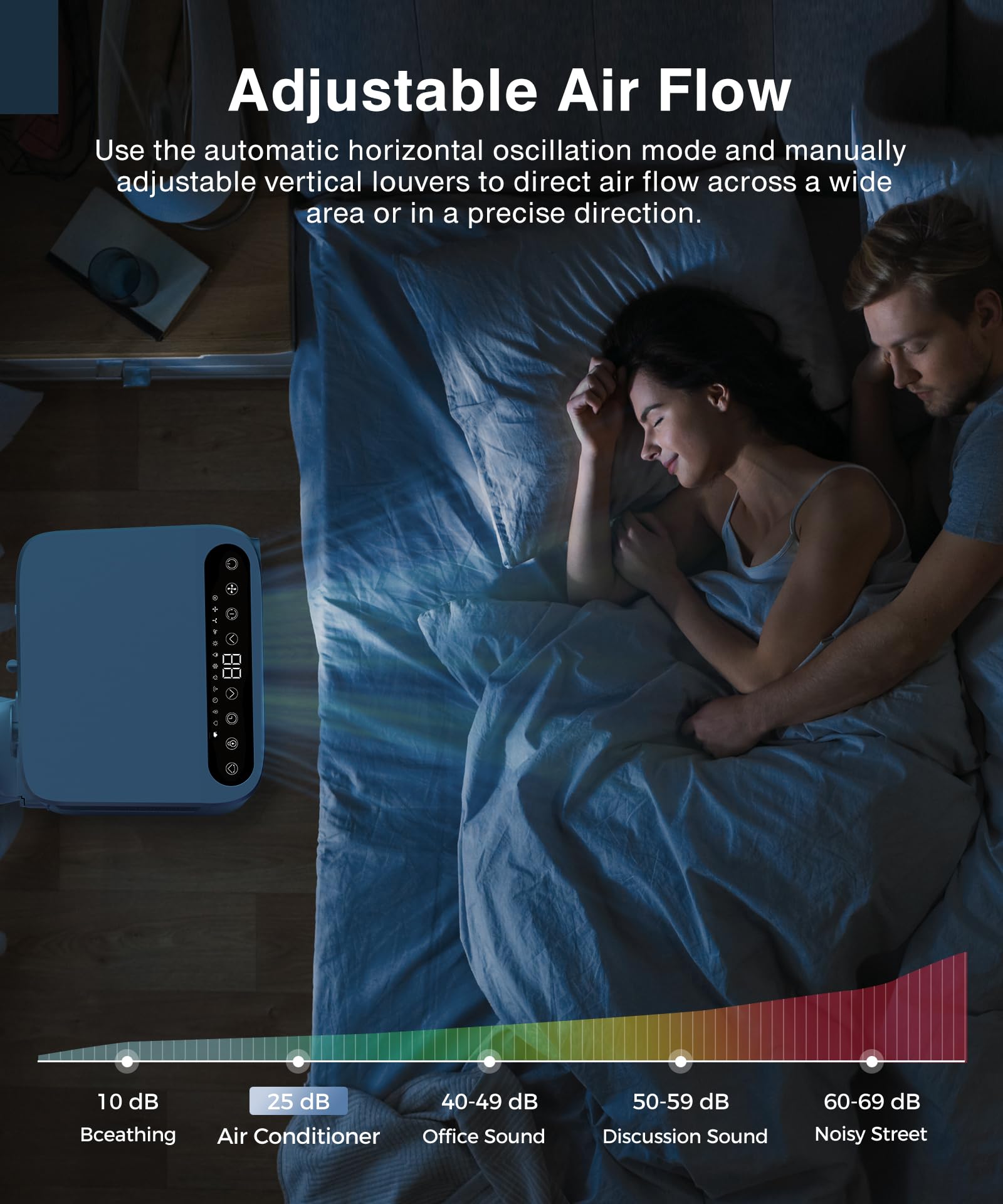 Portable Air Conditioner with Cooling, Heating, Fan & Dehumidifier - 24H Timer, Remote/APP Control, Smart/Sleep Mode, 3 Fan Speeds, Auto Swing - Perfect for Bedrooms, Living Rooms & Home Offices