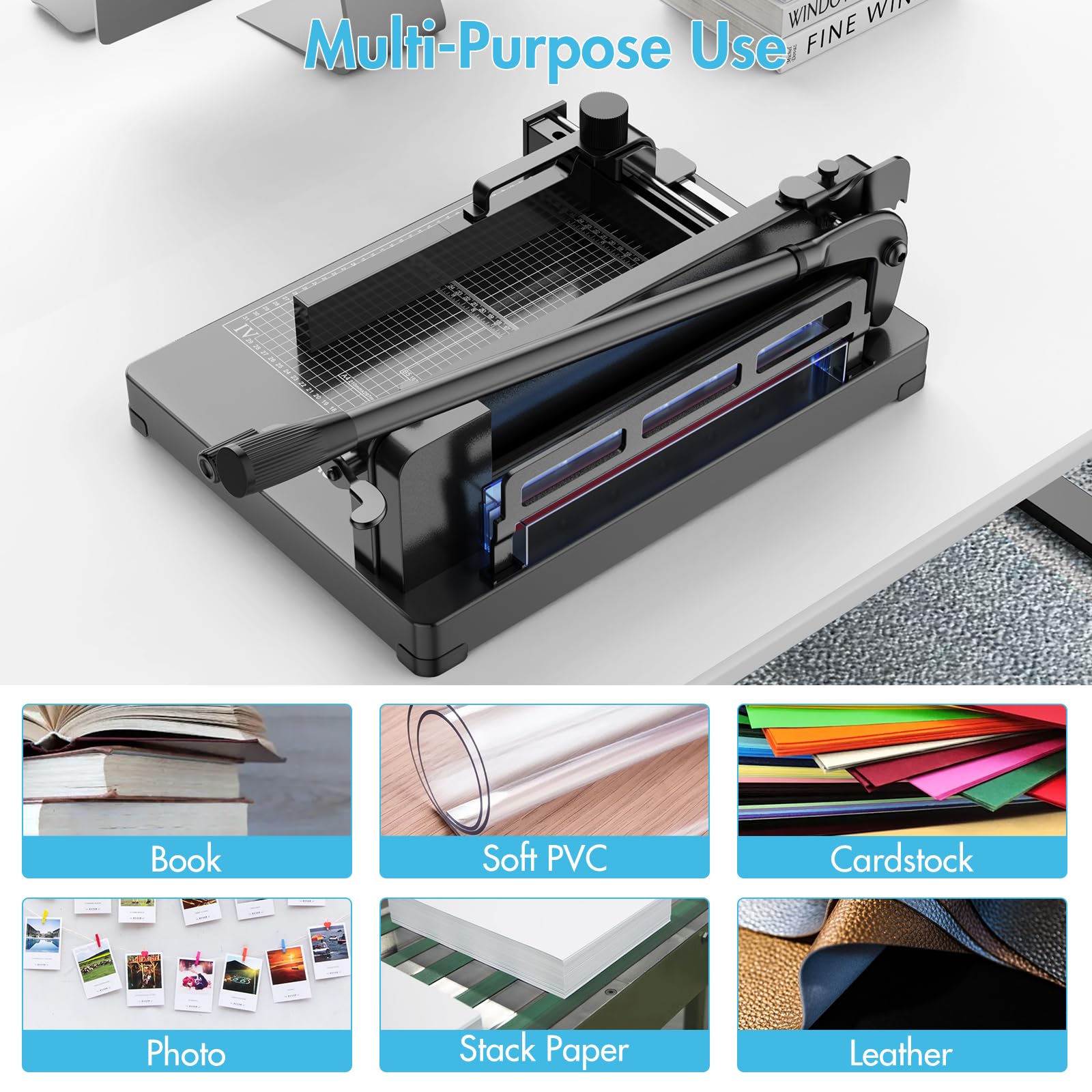 12 Inch Heavy Duty Guillotine Paper Cutter - 400 Sheet Capacity for A4 Paper, Solid Steel Construction - Perfect for Office, School, Crafting & Bulk Paper Cutting