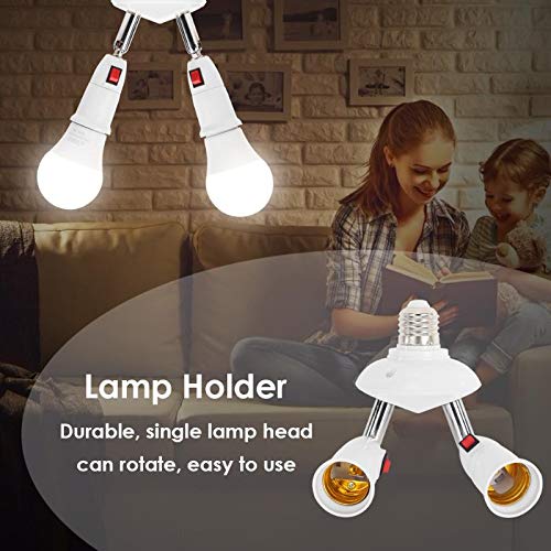 5 Heads Adjustable E27 Lamp Base Holder - Multi-Socket LED Bulb Adapter Converter for Home & Office Lighting (Black/White) - Perfect for Table Lamps, Floor Lamps & Pendant Lights
