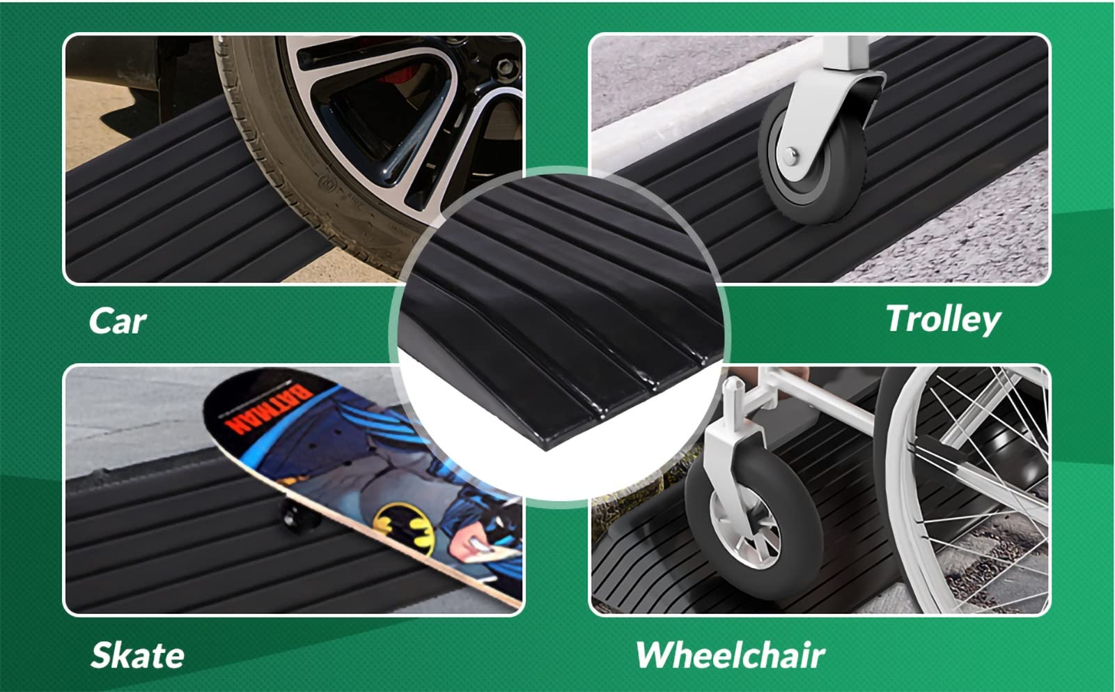 Non-Slip Rubber Ramp for Wheelchair & Robot Vacuum - 90x12x1.2cm Grey Threshold Ramp - Indoor/Outdoor Use for Doorways, Stairs & Uneven Surfaces - Universal Slope Pad for Mobility Scooters, Cleaning Robots & Home Accessibility