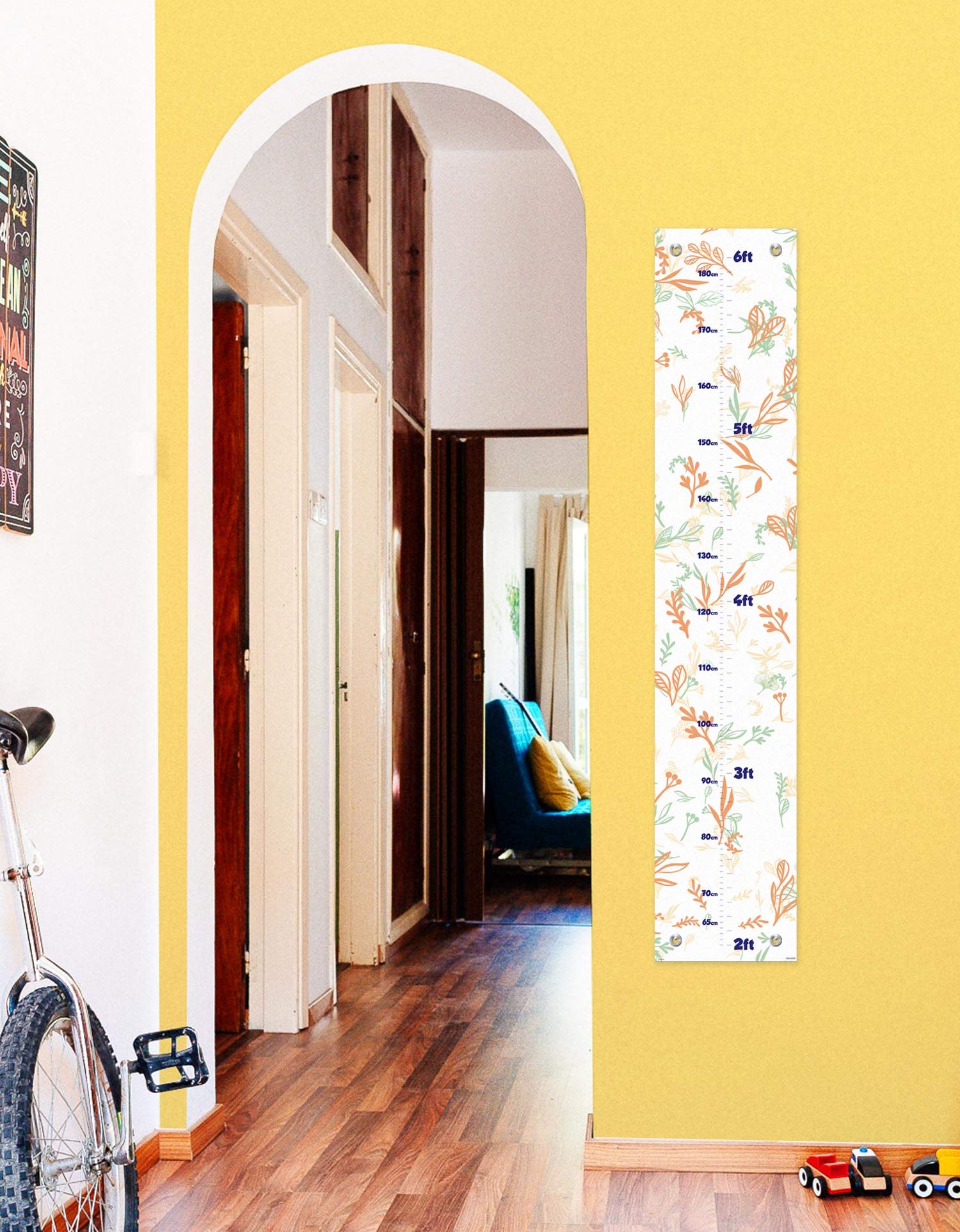 Kids Growth Chart with Plants & Leaves Design - Nursery & Children's Bedroom Wall Decor for Tracking Height - Perfect for Baby Rooms, Playrooms & Preschool Classrooms