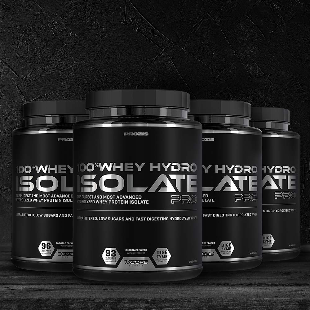 Prozis 100% Whey Hydro Isolate Protein Powder - Cookies & Cream Flavor, 4.4lb (2000g) for Muscle Recovery & Post-Workout Nutrition | Gym Supplement for Athletes & Bodybuilders