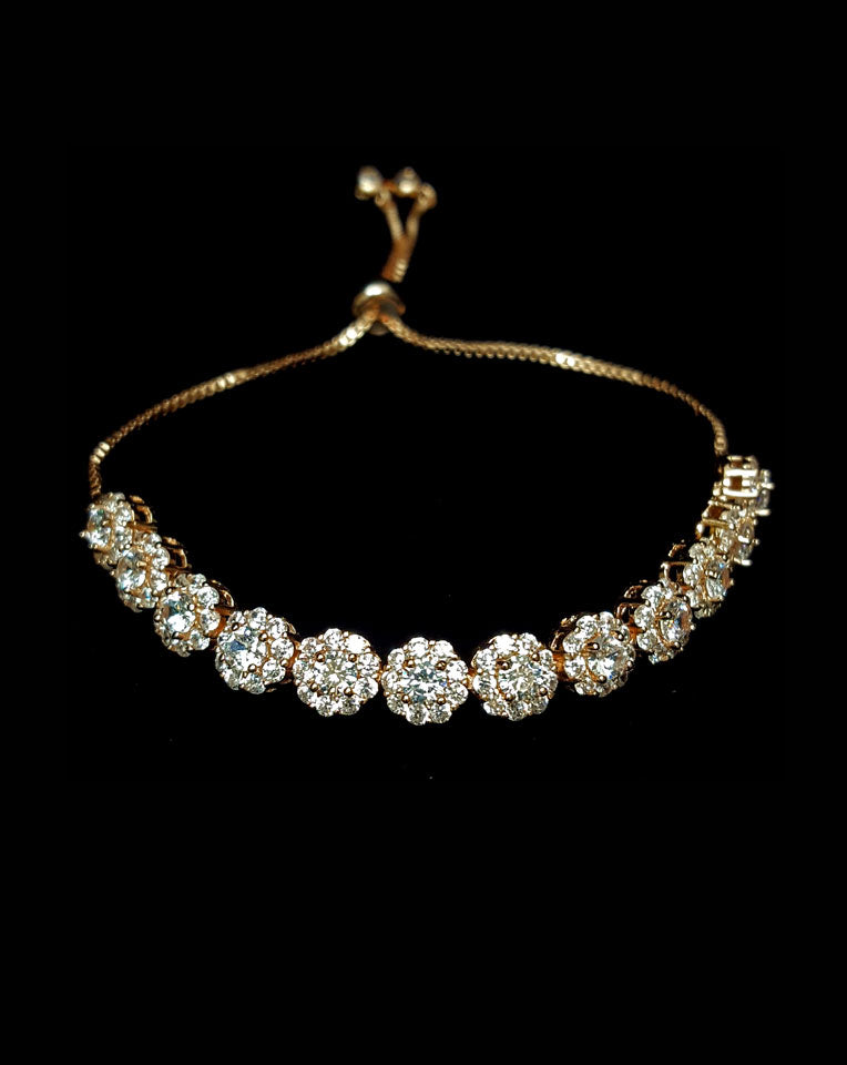 Exclusive Kezani Nina Halo Round Crystal Adjustable Bridal Wedding Bracelet – Perfect for Bridal Showers, Weddings & Special Occasions