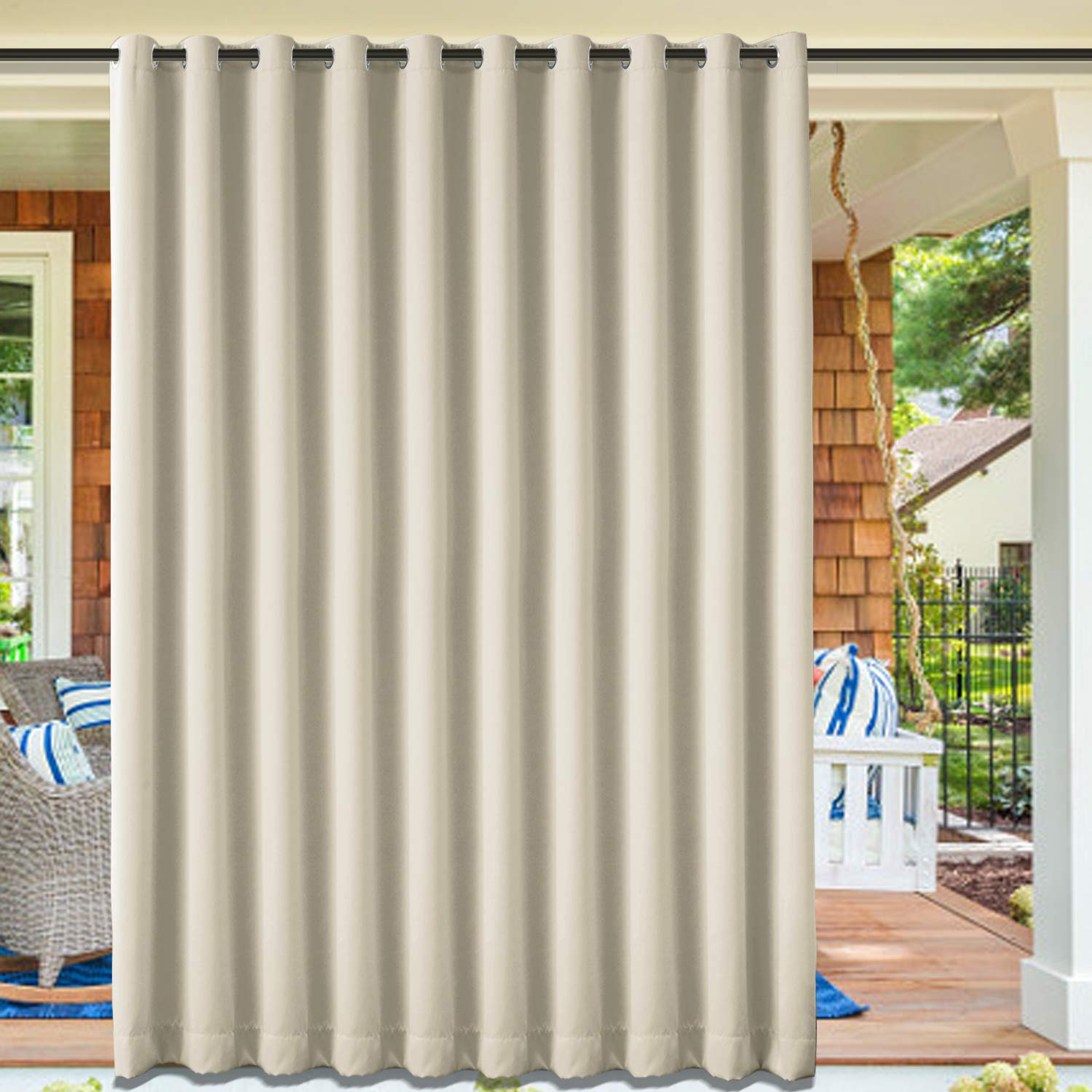 Waterproof Thermal Insulated Outdoor Curtains for Patio - Beige 120
