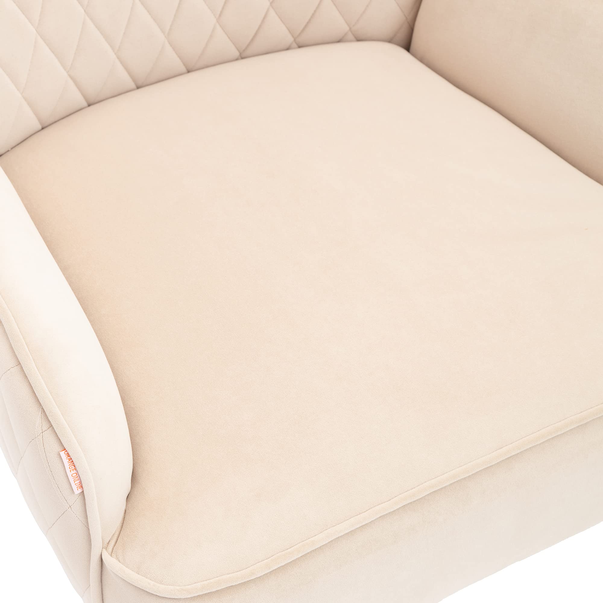 Velvet Accent Chair with Gold Metal Legs - Modern Upholstered Armchair for Living Room, Dining Room, Bedroom & Lounge - Comfortable Club Chair for Leisure & Guest Seating (Beige) - Perfect for Home Decor, Reading Nook & Coffee Corner