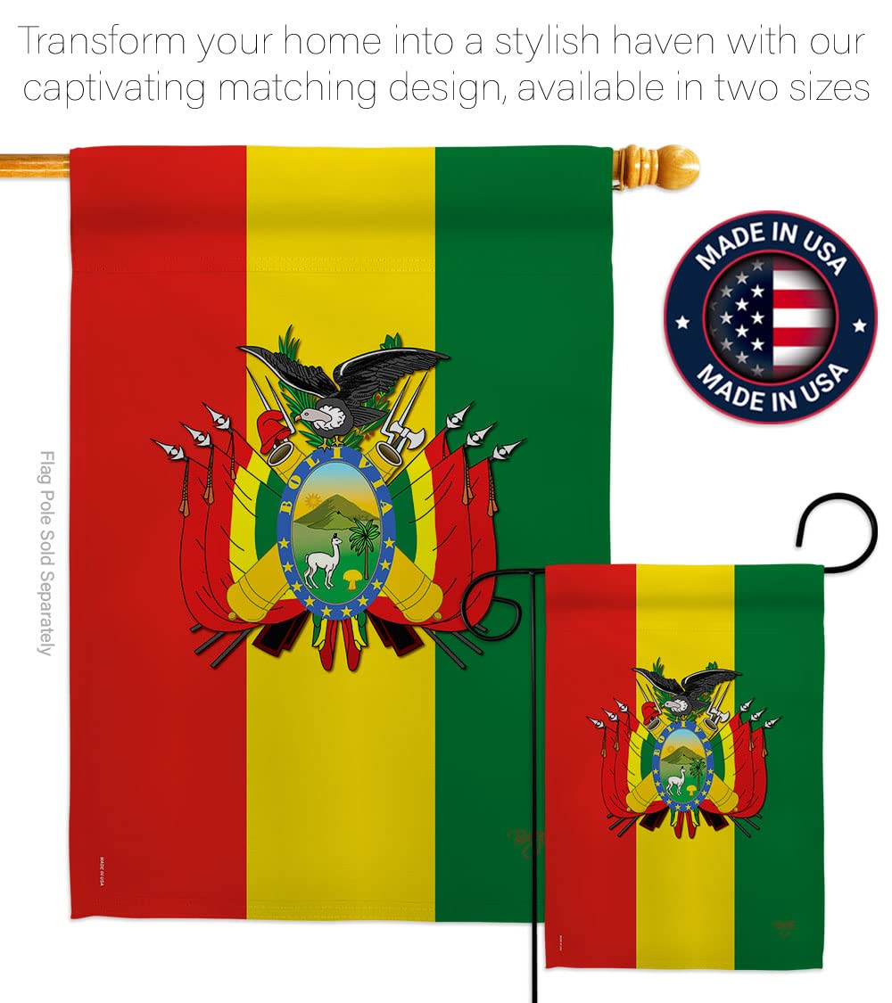 Bolivia National Flag Set 28x40in w/Pole - Home & Garden Decor