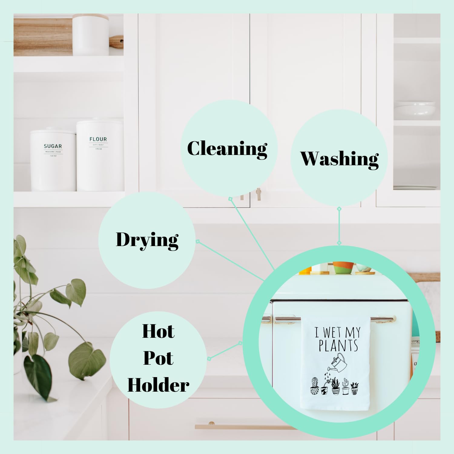 Funny Dish Towel - That's What Sheep Said | Flour Sack Kitchen Towel | Sweet Housewarming Gift | Farmhouse Kitchen Decor | White or Gray (White) | Perfect for Farmhouse, Rustic, or Modern Kitchens