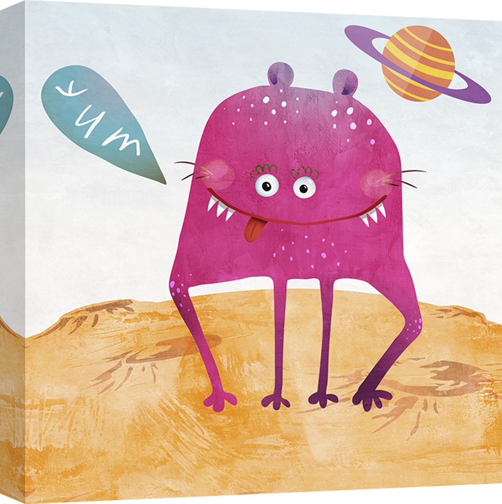 Alien Friend #2 Canvas Art Print - 40x40 cm Kids Room Decor - Skip Teller Wall Art for Children's Bedroom & Playroom