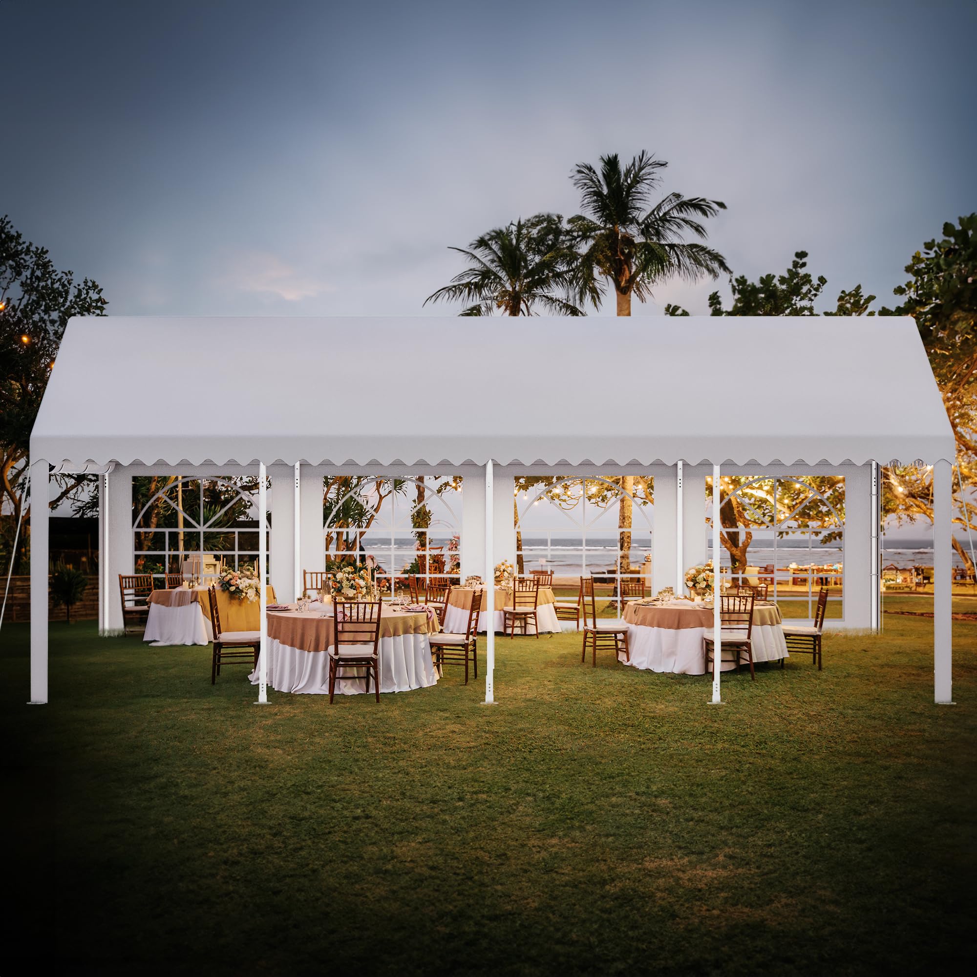 YITAHOME 13x26FT Heavy Duty PVC Party Tent - White Wedding & Event Shelter with Upgraded Galvanized Frame, Removable Sidewalls & 2 Storage Bags (600D Oxford Commercial Grade) - Perfect for Outdoor Weddings, Birthday Parties, Farmers Markets and Backyard Gatherings