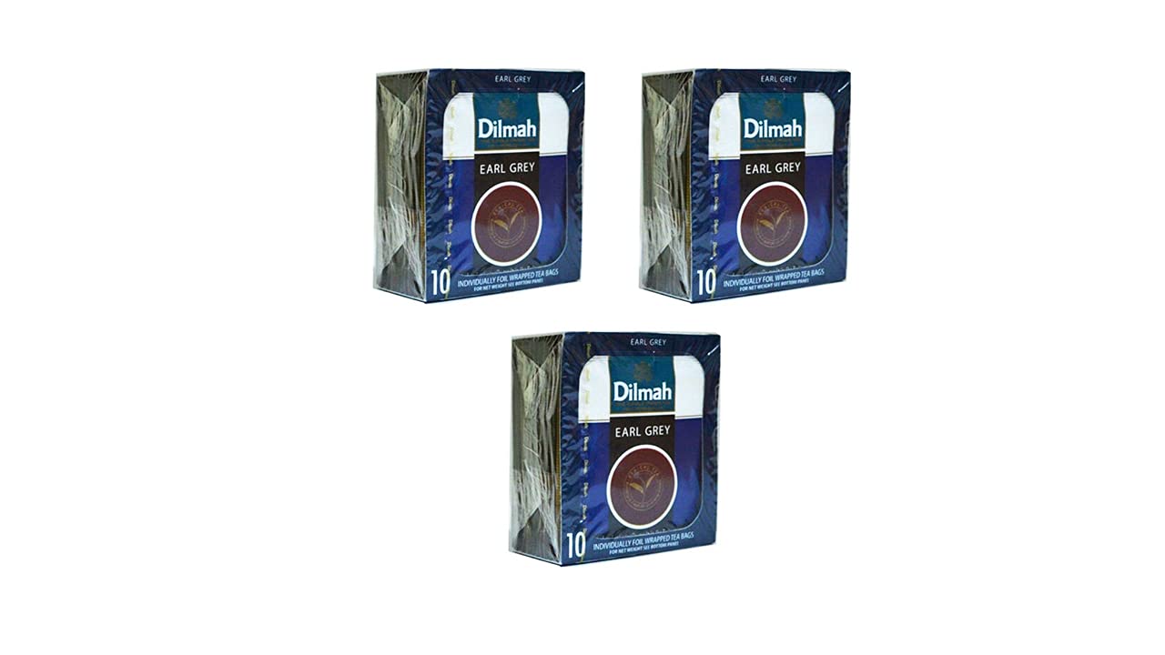 Premium Dilmah Earl Grey Tea - 30 Individually Foil Wrapped Tea Bags (3x10 Pack) | Finest Ceylon Black Tea with Natural Bergamot Flavor | Perfect for Afternoon Tea, Office Break or Gift Giving | Sri Lankan Tea