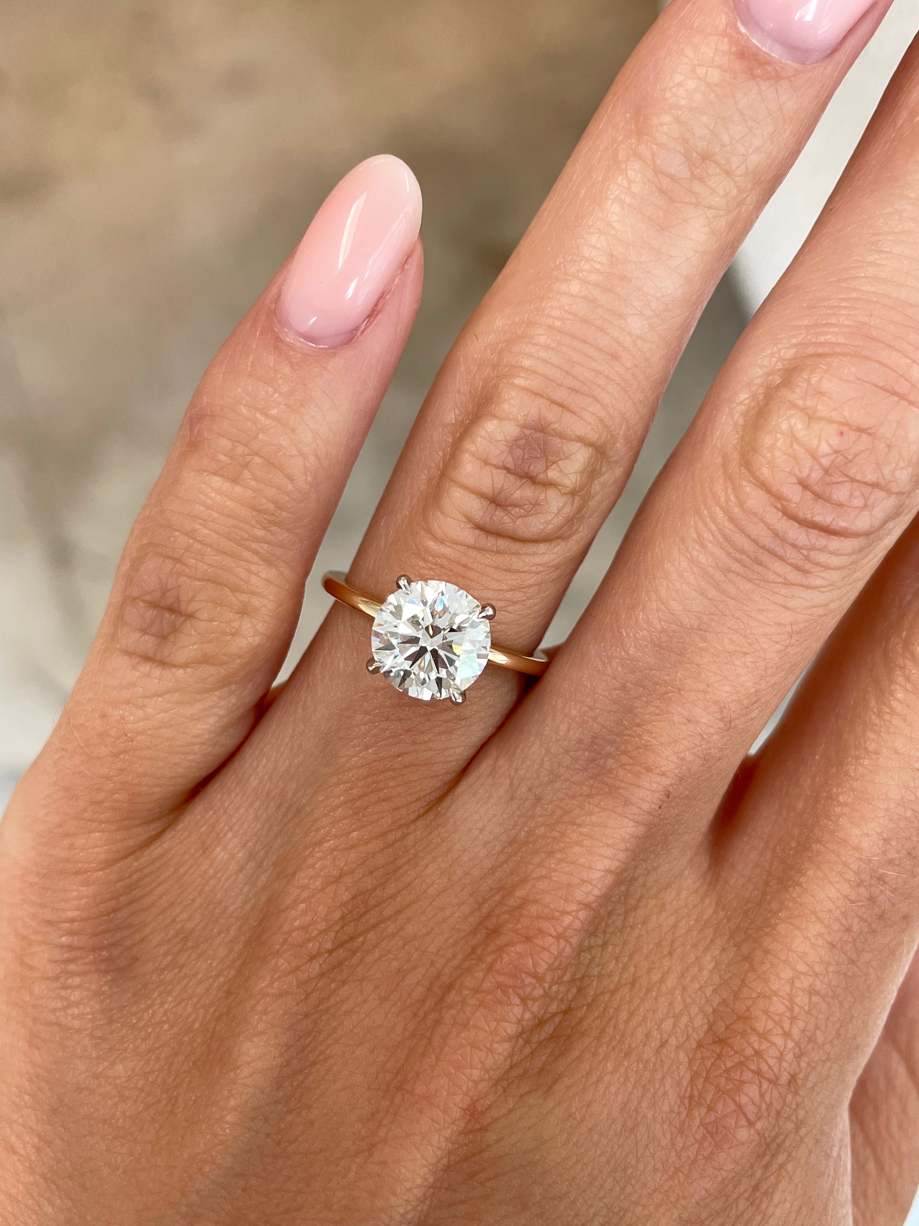 2.15 Carat Lab Grown Round Brilliant Diamond Engagement Ring with Whisper Thin® Hidden Halo Setting - Perfect for Proposals, Anniversaries & Special Occasions