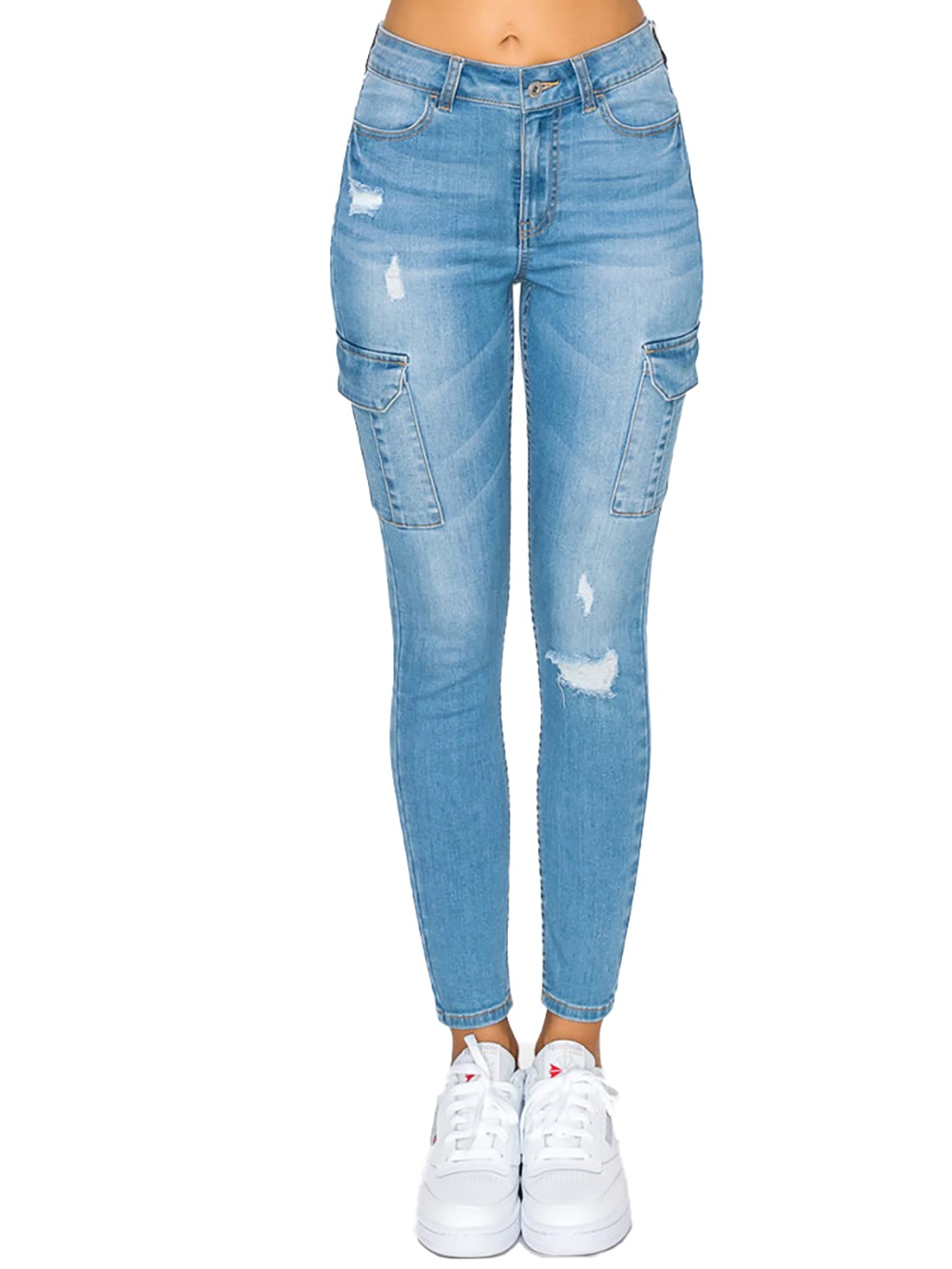 Women's High-Rise Skinny Jeans with Cargo Pockets - Sustainable REPREVE® Fabric - Perfect for Casual Wear, Work & Outdoor Activities