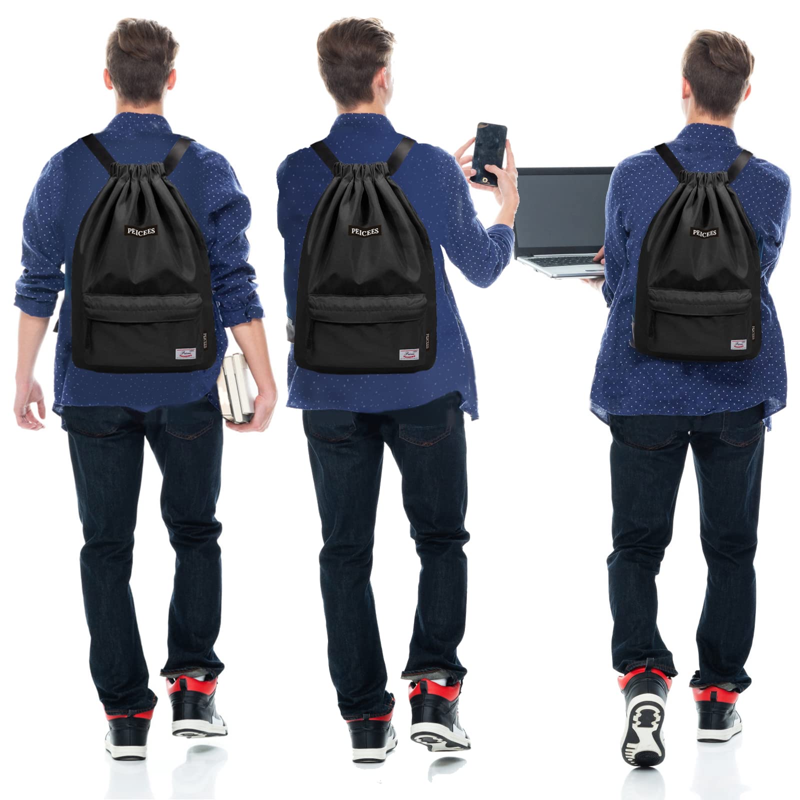Waterproof Drawstring Sports Bag - Lightweight Sackpack Backpack for Men & Women - Gym, Travel, Beach & Outdoor Activities
