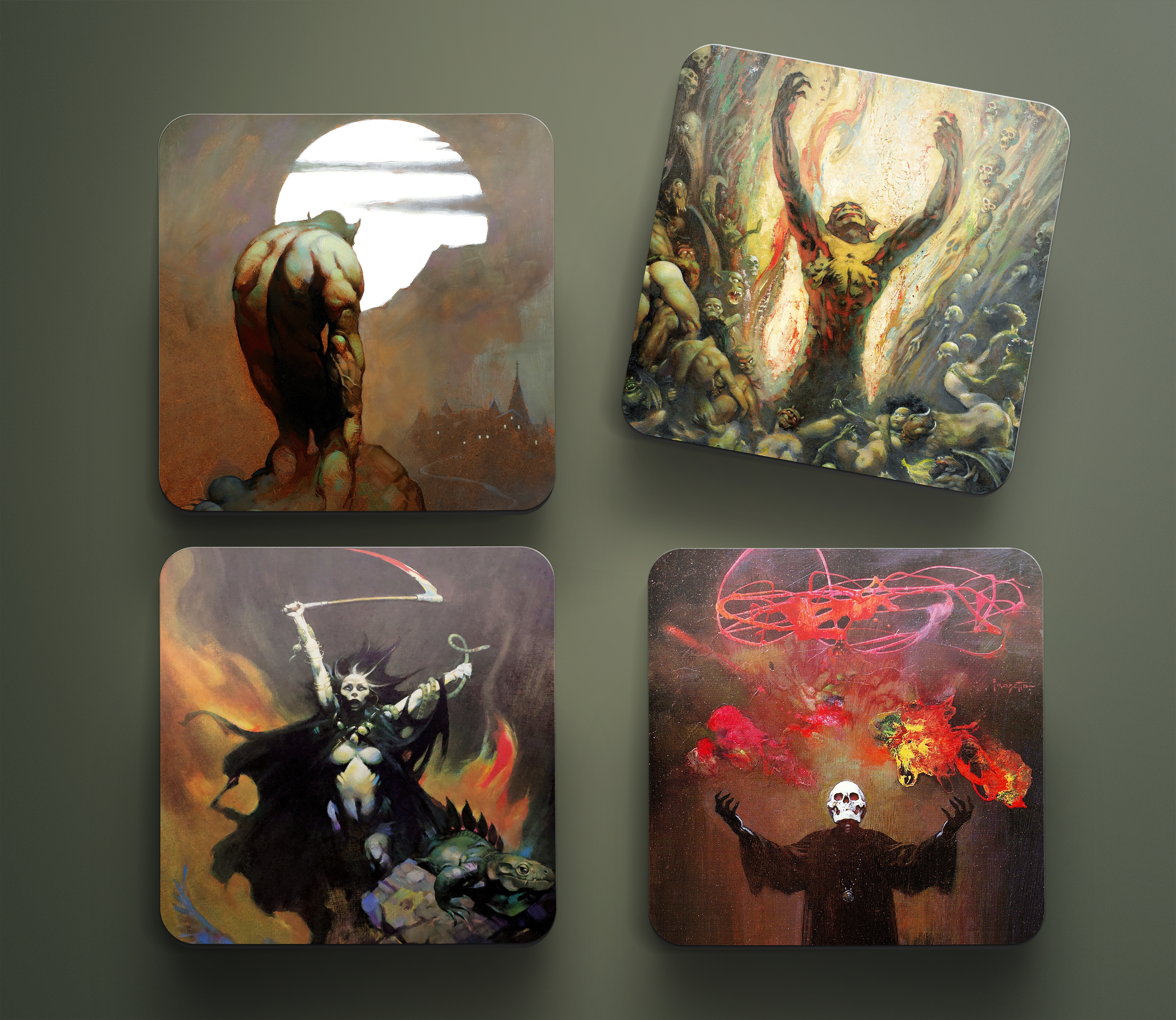 Magic-Themed Coaster Set with Non-Slip Base - Perfect for Home, Office & Game Room Decor - 4-Pack Absorbent Drink Coasters for Coffee, Wine & Beverages