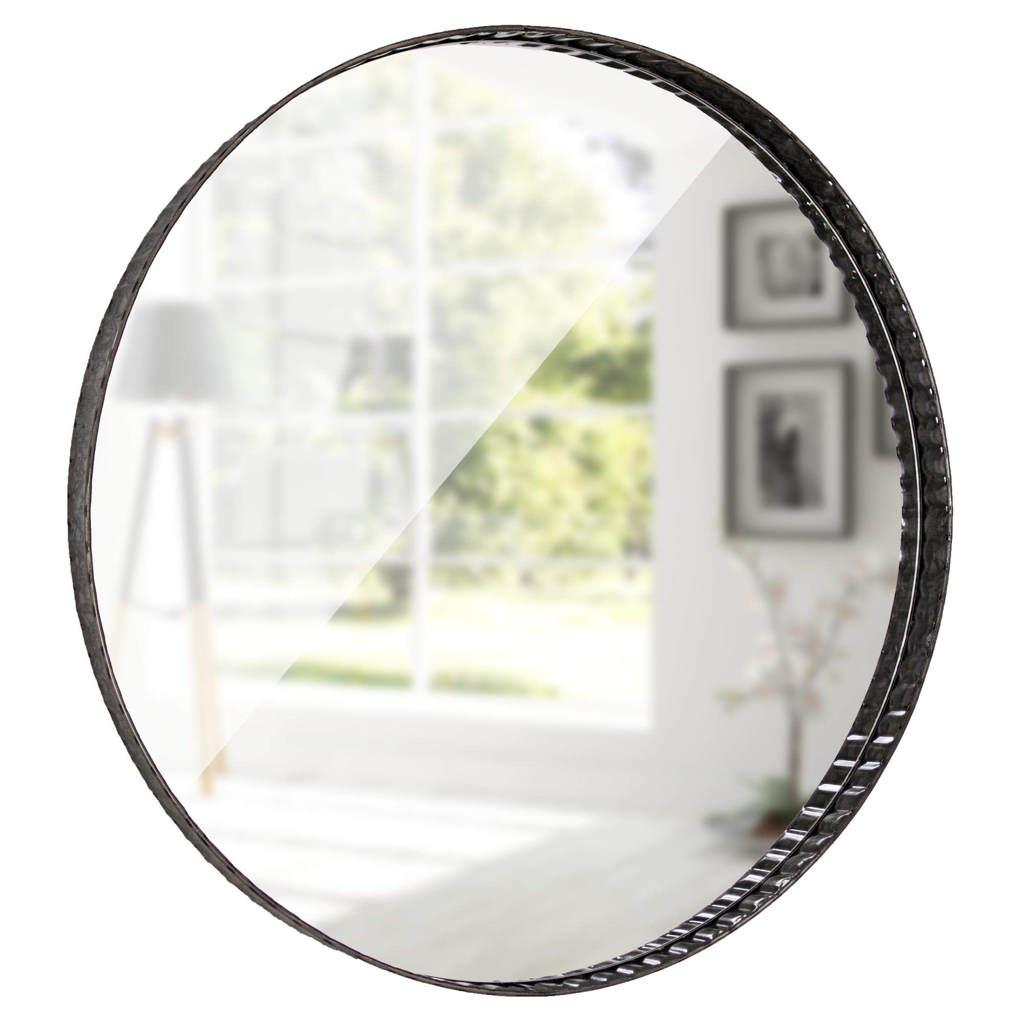 Vintage Galvanized Metal Round Wall Mirror 21