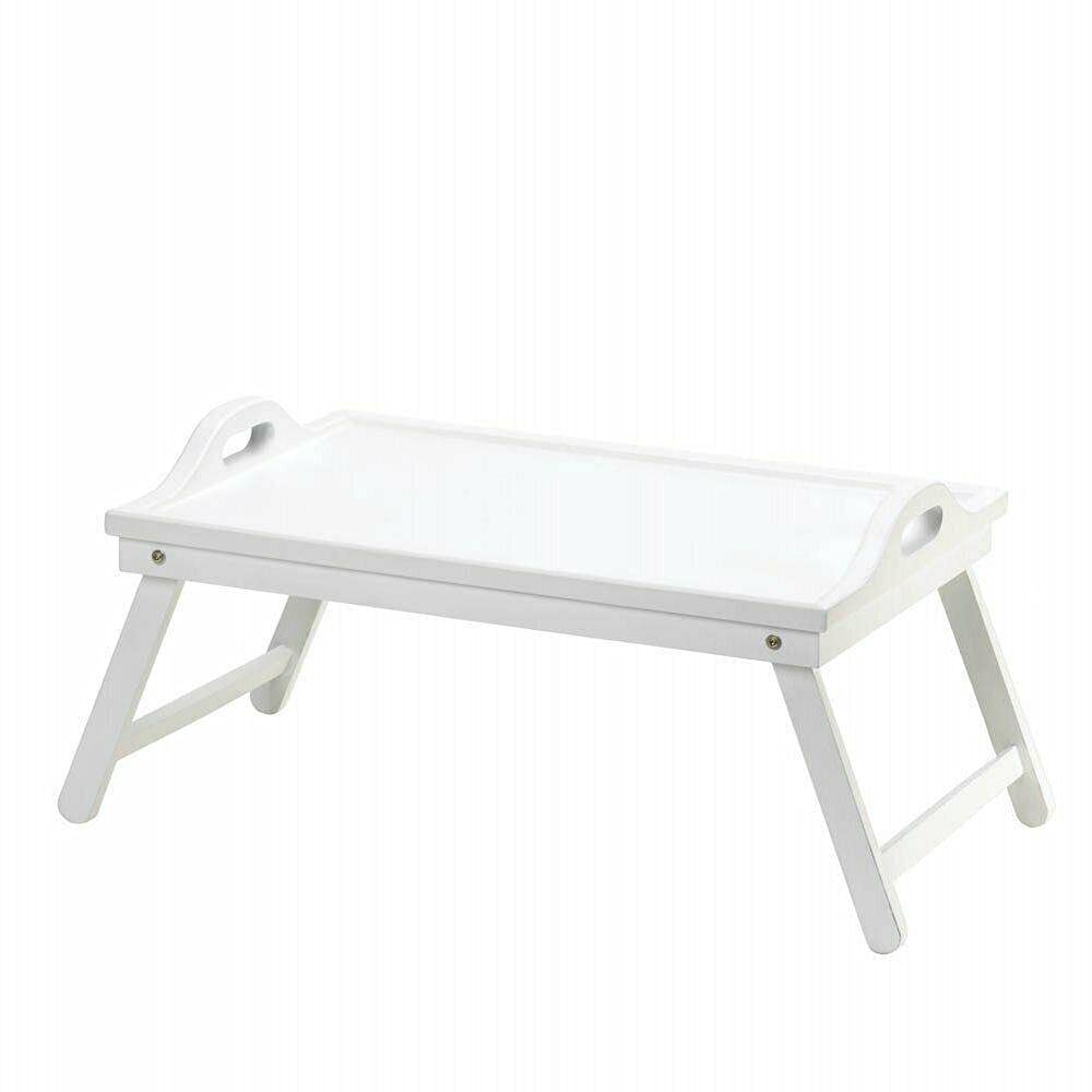 Slirr White Wood Folding Lap Desk - Portable Laptop Stand & Serving Tray for Bed, Sofa, Office - Lightweight Coffee Table Tray with Decorative Design - Perfect for Work, Dining, Reading & Home Decor