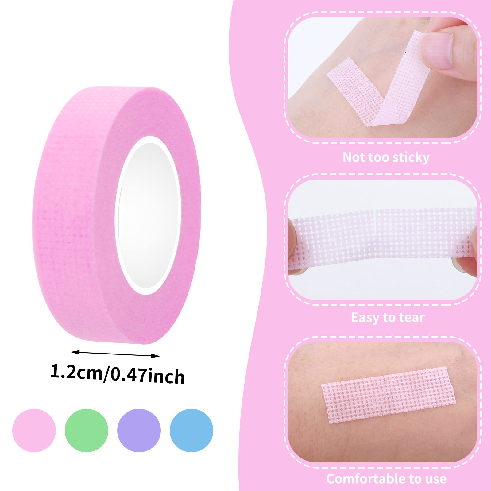 8 Rolls Eyelash Extension Tape - Under Eye Adhesive Micropore Fabric Tape for Lash Artists (9m/10yd per Roll, Multicolor) - Perfect for Salon, DIY Lash Extensions & Professional Makeup Application