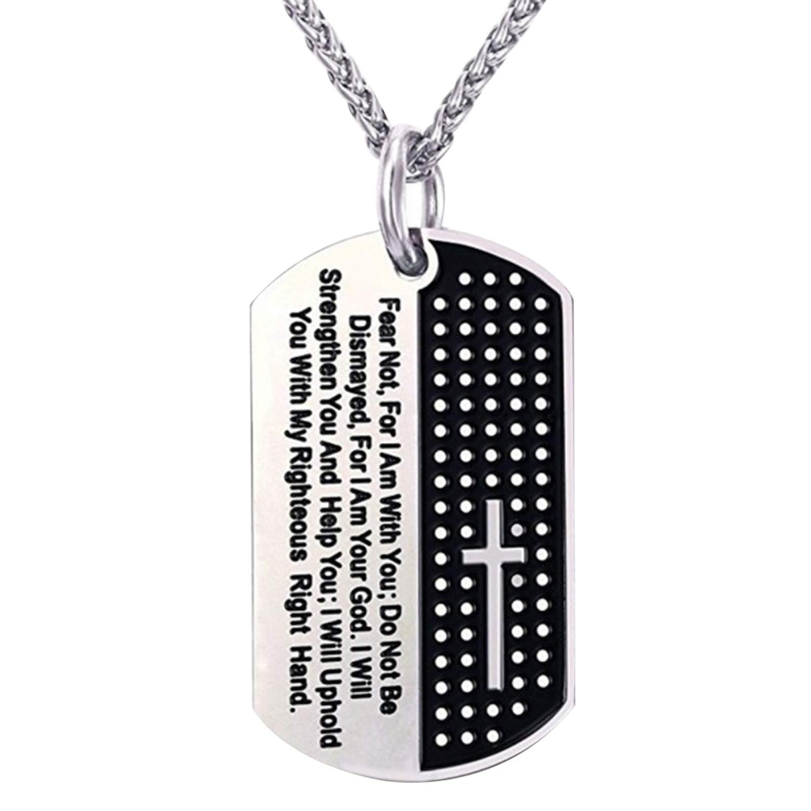 Stainless Steel Dog Tag Cross Pendant Necklace for Women & Men - Bible Verse Christian Jewelry, Valentine's Day Gift for Her/Him - Perfect for Church, Daily Wear & Special Occasions