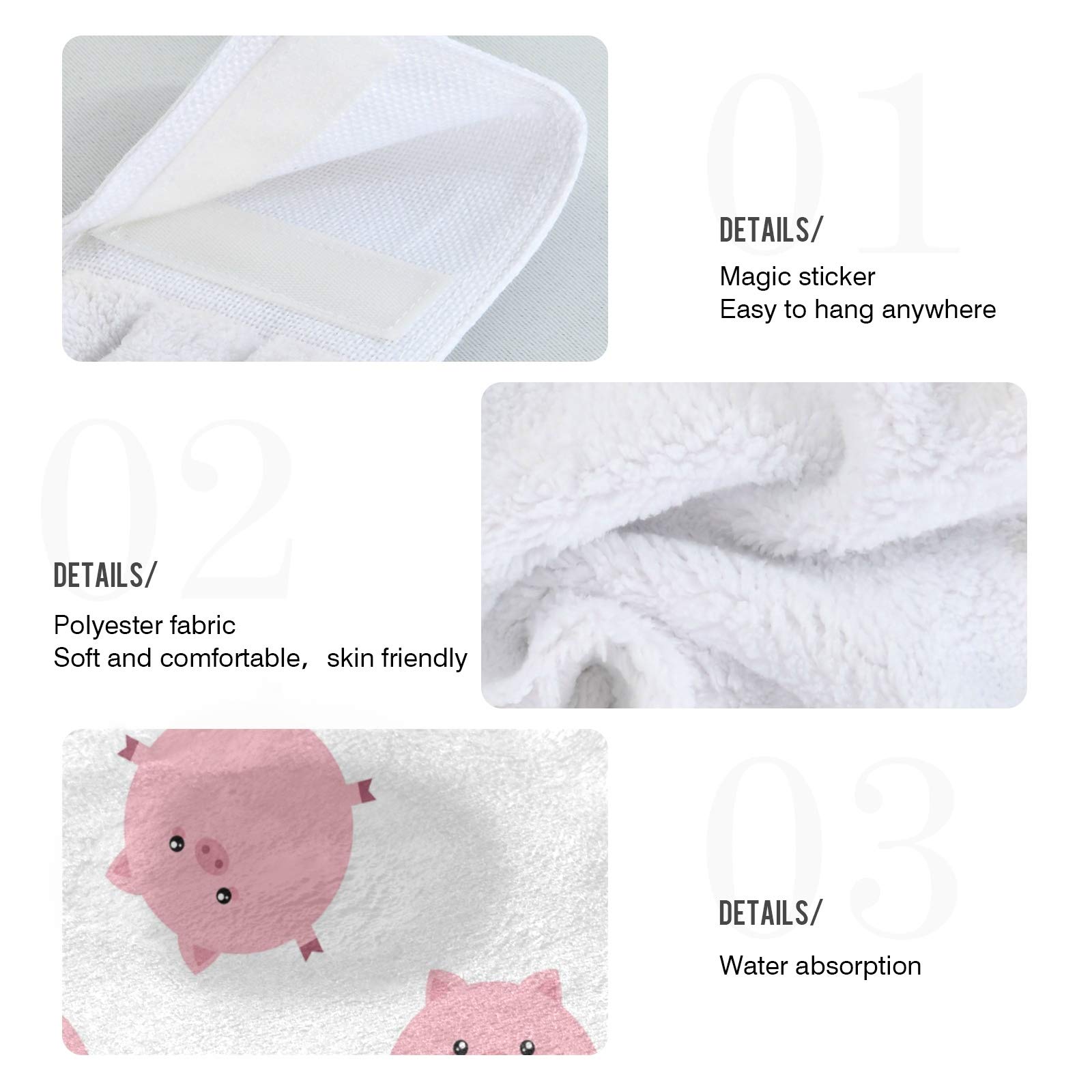 Premium Fat Pig Kitchen Towels Set of 2 - 12x17 Inch Ultra Soft & Absorbent Dish Cloths with Hanging Loop - Cute Hand Towels for Kitchen, Bathroom Decor - Perfect for Cooking, Cleaning & Home Decor