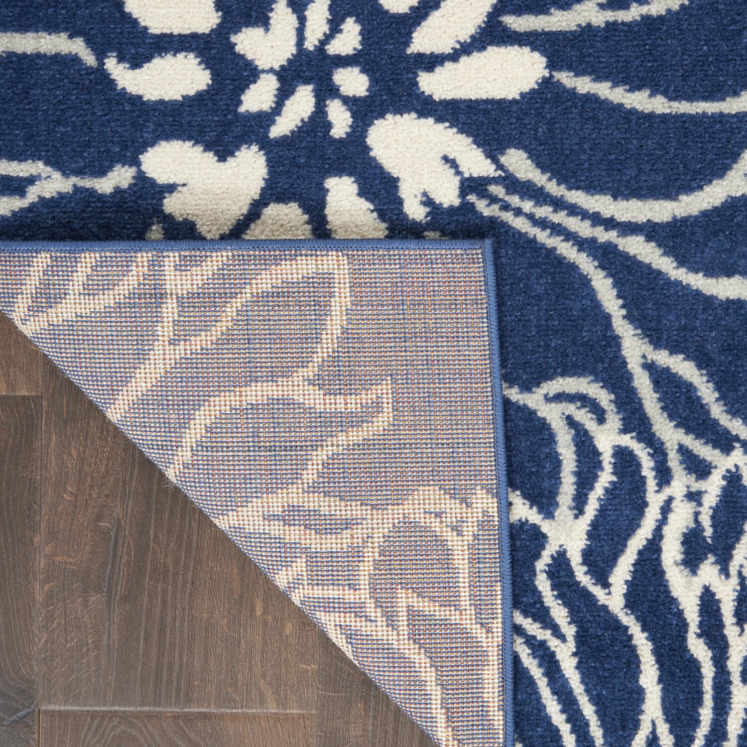 Nourison Passion Navy/Ivory 9' x 12' Floral Farmhouse Area Rug - Easy Cleaning, Non-Shedding, Soft & Durable - Perfect for Bedroom, Living Room, Dining Room & Kitchen Decor (9x12)