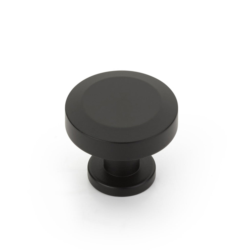 Heavy Duty Round Cabinet Knob - 2 Pack Brass or Matte Black Finish - Easy to Install Cabinet Hardware for Kitchen, Bathroom & Furniture Drawers