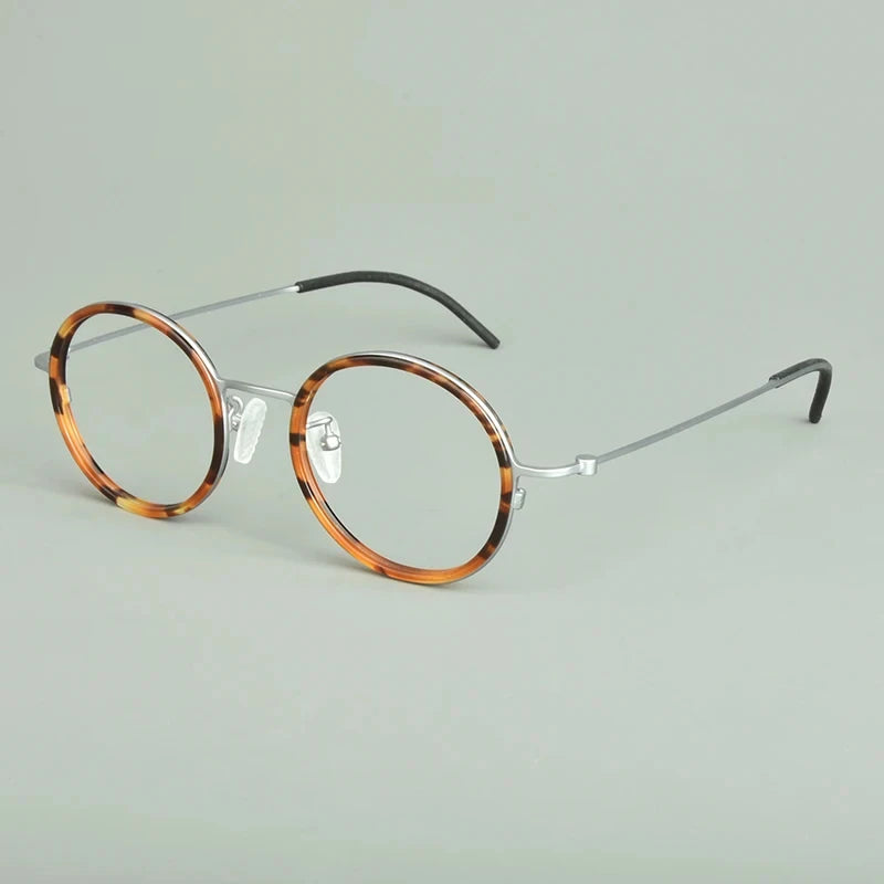 Aimee Unisex Full Rim Round Titanium Acetate Eyeglasses Frame 15503 - Lightweight & Durable Glasses for Men & Women - Perfect for Reading, Work & Everyday Wear