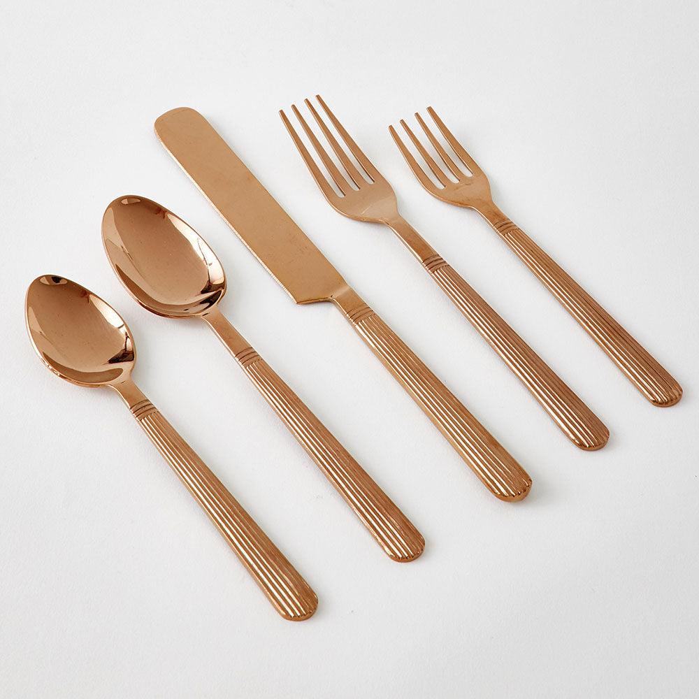 Art Deco Blush Flatware Set - 20-Piece Stainless Steel Cutlery Set for Dining, Wedding & Party - Elegant Tableware for Home, Restaurant & Special Occasions