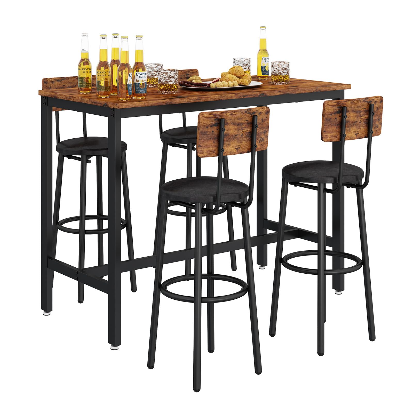 Industrial Bar Table and Stools Set of 4 - 42