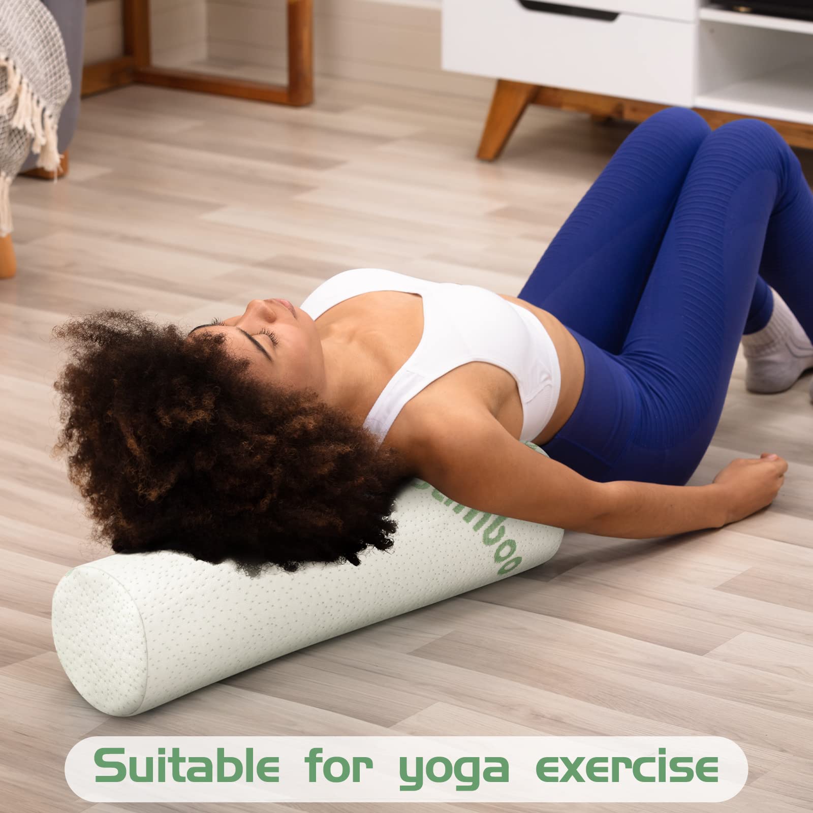 Bucherry 3 Pack Memory Foam Neck Roll Pillow - Orthopedic Cervical Support for Sleeping, Travel & Yoga - 18x4 Inch Round Bolster Pillow with Removable Washable Cover - Perfect for Back Pain Relief, Leg Support & Lumbar Comfort