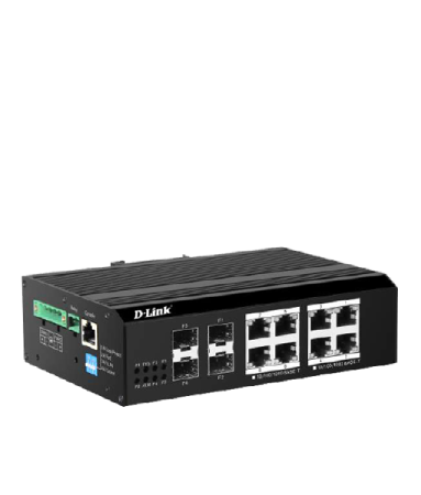 D-Link DIS-F2012PS-E 8-Port Gigabit PoE Industrial Ethernet Switch | Layer 2 Managed | 250m Range | Ideal for Factory Automation & Outdoor Surveillance Networks