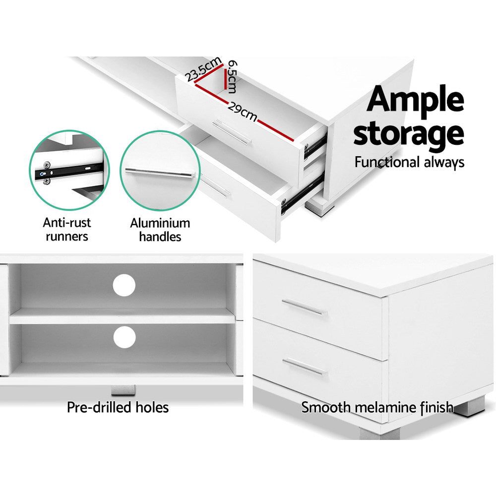 Artiss 120cm White Dylan TV Stand Entertainment Unit - Modern Media Console for Living Room, Bedroom & Home Theater