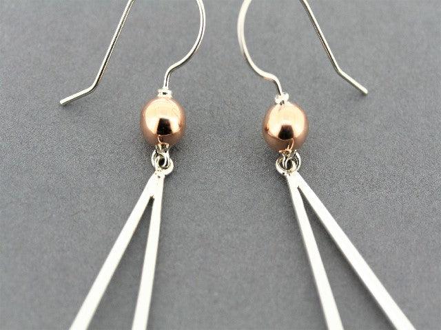 2 x 6mm Copper Ball & Silver Drop Earrings for Women - Elegant Dangle Jewelry for Party, Wedding & Everyday Wear