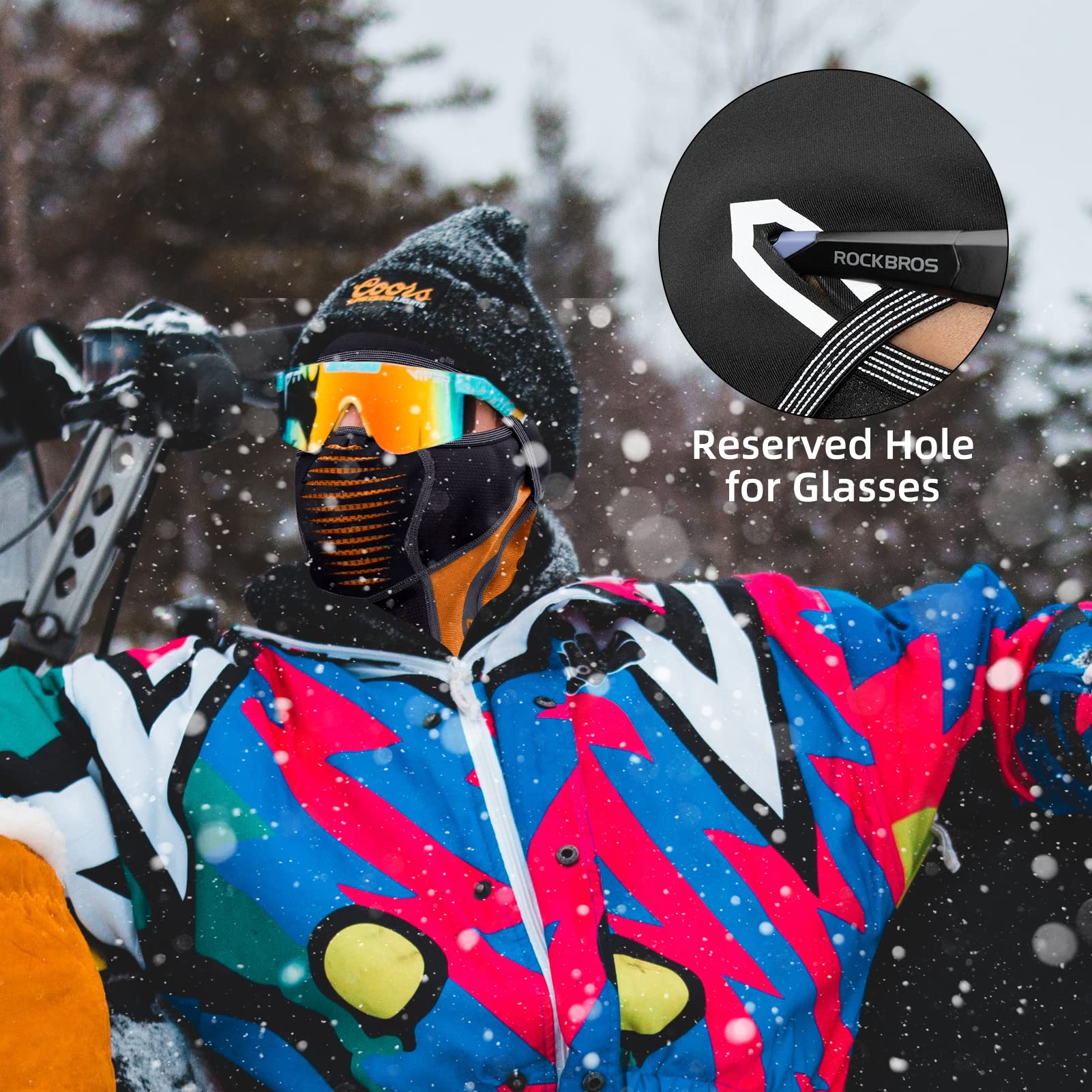 ROCKBROS Ski Mask - Windproof Fleece Thermal Balaclava for Men & Women - Cold Weather Face Cover for Skiing, Snowboarding, Cycling & Outdoor Activities