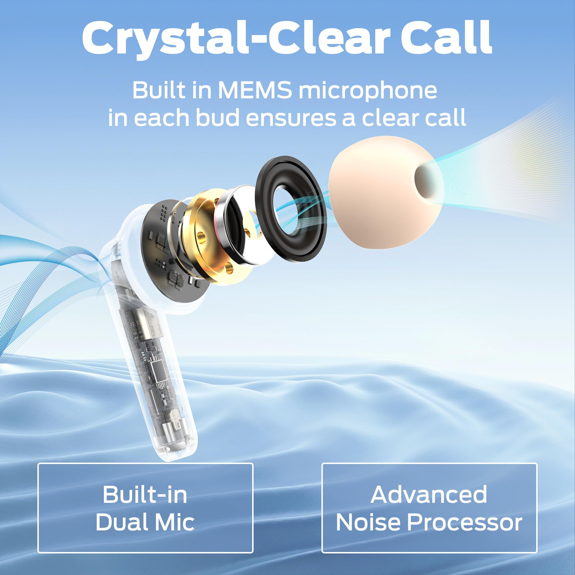 Monster N-Lite 203 AirLinks Wireless Bluetooth Earbuds - HiFi Stereo Sound, 30H Playtime, Type-C Fast Charging, HD Call Clarity, Touch Control & IPX6 Waterproof - Perfect for Gym, Running, Travel & Work