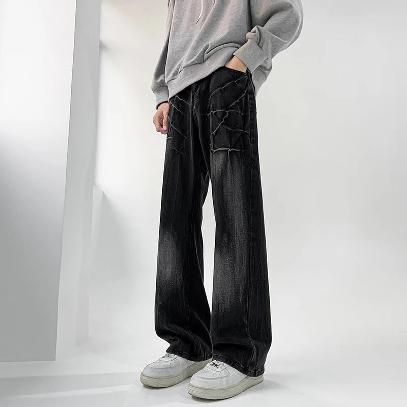 Trendy American Style Gradient Color Jeans - Loose Fit Casual Straight Denim Pants for Men | Spring Fashion Essential for Streetwear & Daily Outfits