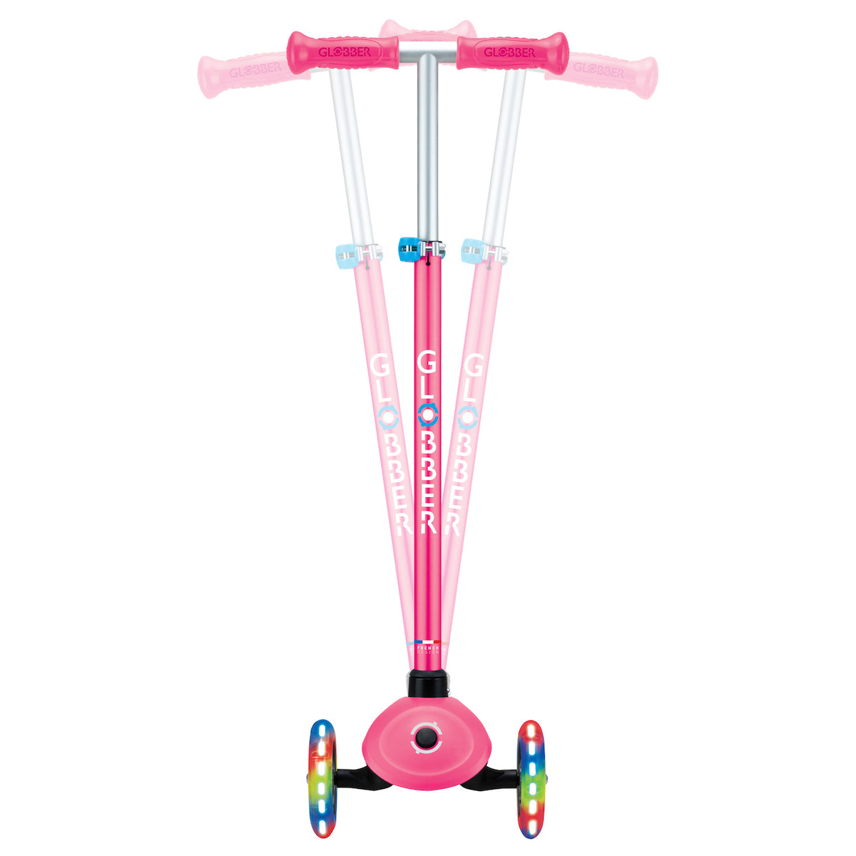 Globber 3 Wheel Primo Plus Light Up Scooter for Kids - LED Light Up Wheels, Adjustable Handlebar, Foldable Design - Perfect for Outdoor Play, Commuting & Neighborhood Rides
