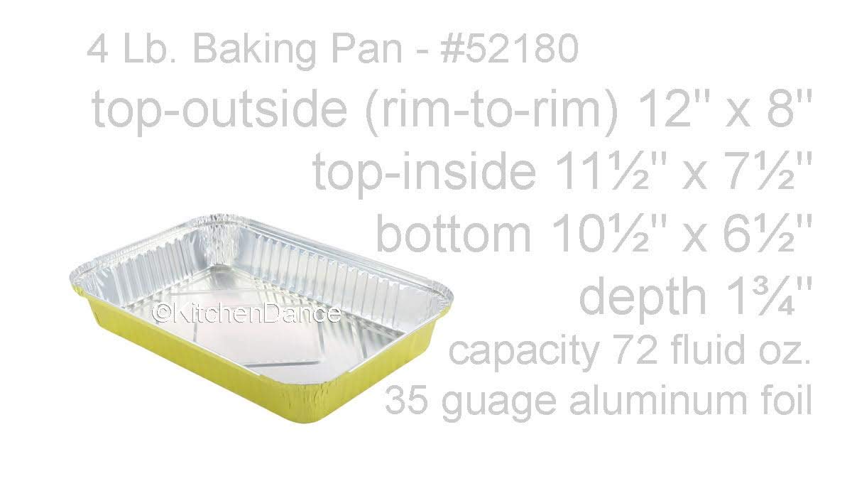 KitchenDance 4-Pound Disposable Colored Aluminum Oblong Baking Pan with Lid - Gold Foil Food Storage Container for Cakes, Lasagna & Meal Prep - Ideal for Home Kitchens, Restaurants & Catering Services (200 Count, #52180L)
