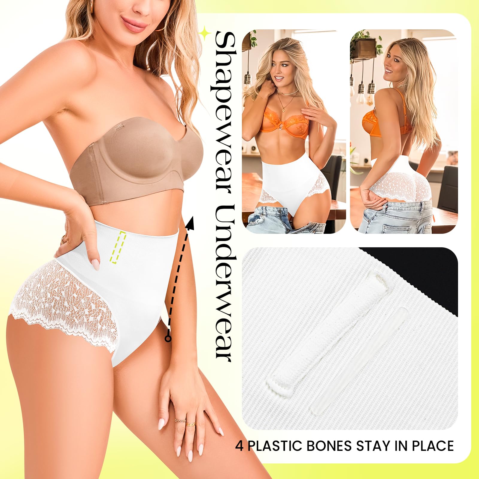 Anygirl High Waisted Tummy Control Shapewear for Women - Seamless Slimming Body Shaper Panties - Perfect for Postpartum, Workout & Everyday Wear