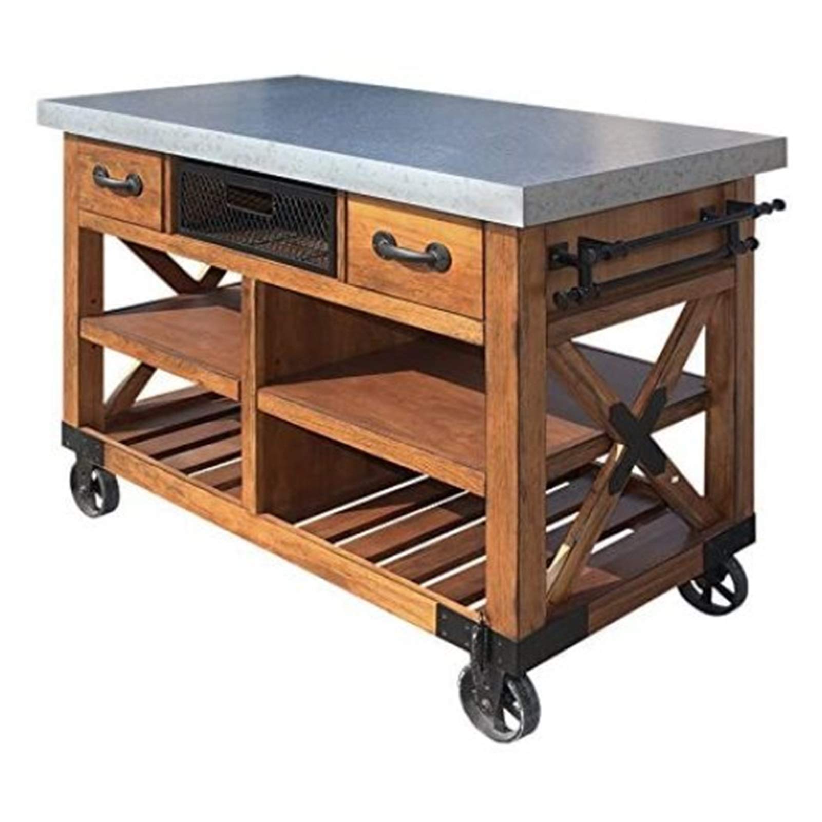 LQIAN Antique Oak Rolling Kitchen Island Cart with Storage - Mobile Kitchen Trolley, Dining Cart & Practical Storage Rack for Small Spaces | Perfect for Meal Prep, Entertaining & Extra Counter Space in Apartments