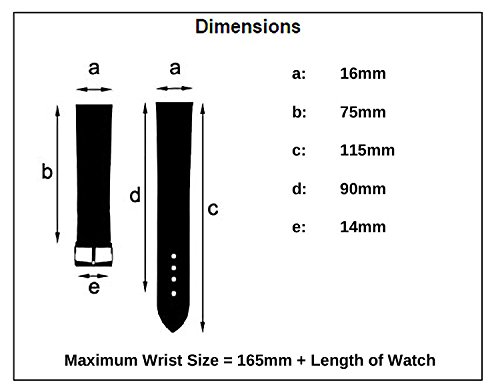 Genuine Leather Watch Band 16mm - Soft Black Leather Strap with Chrome Silver Buckle | Replacement Watch Strap for Men & Women | Perfect for Dress Watches, Business Attire & Everyday Wear